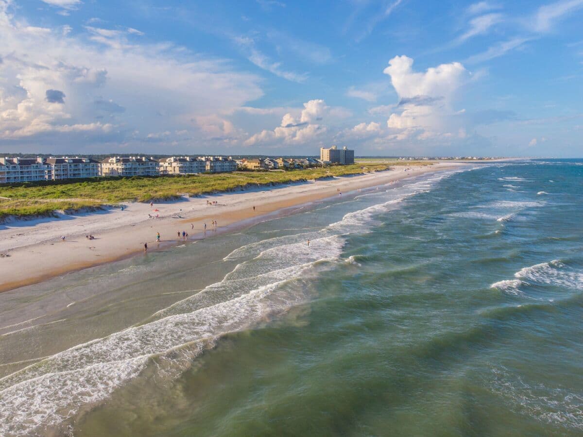 An aerial view of a coast