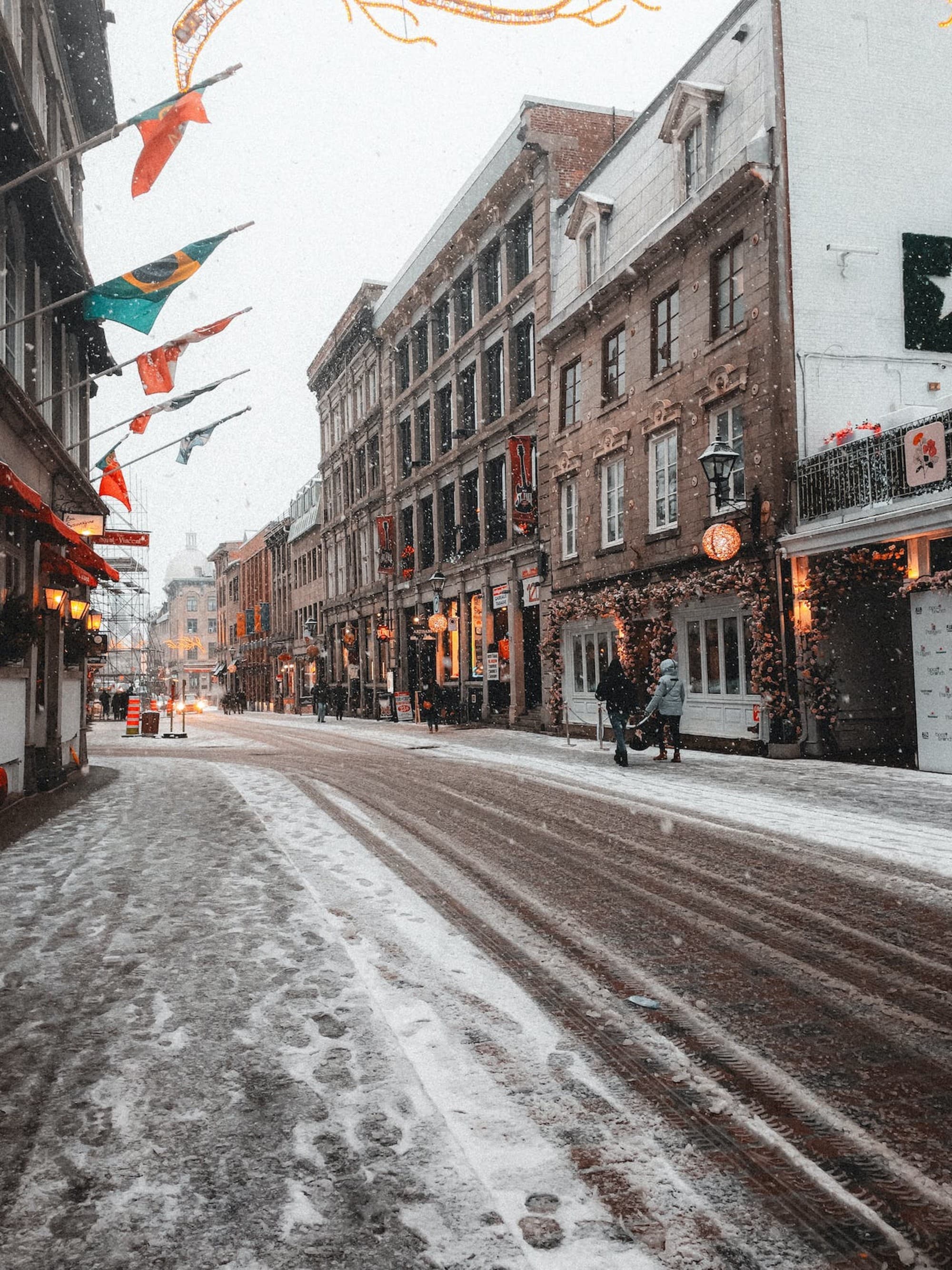 A picture of streets covered with snow during daytime