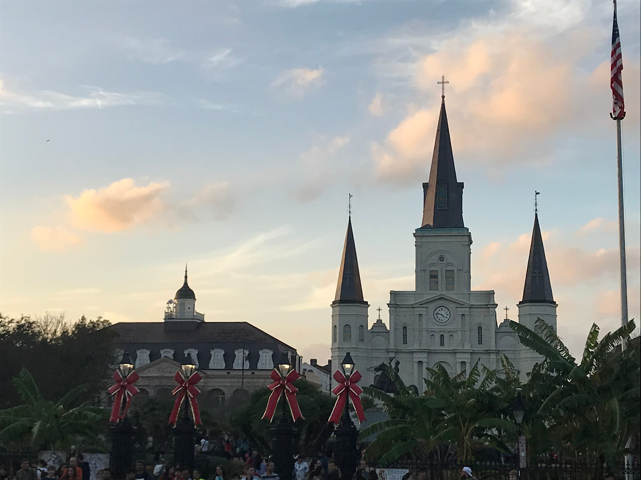 A view of a castle under a cloudy blue sky in New Orleans, Louisiana