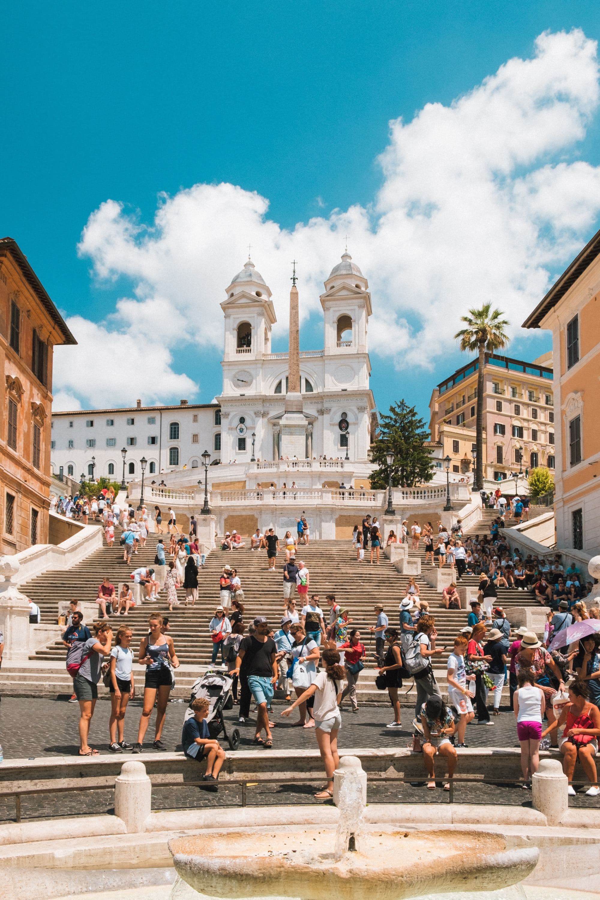 grand historic staircase covered in people