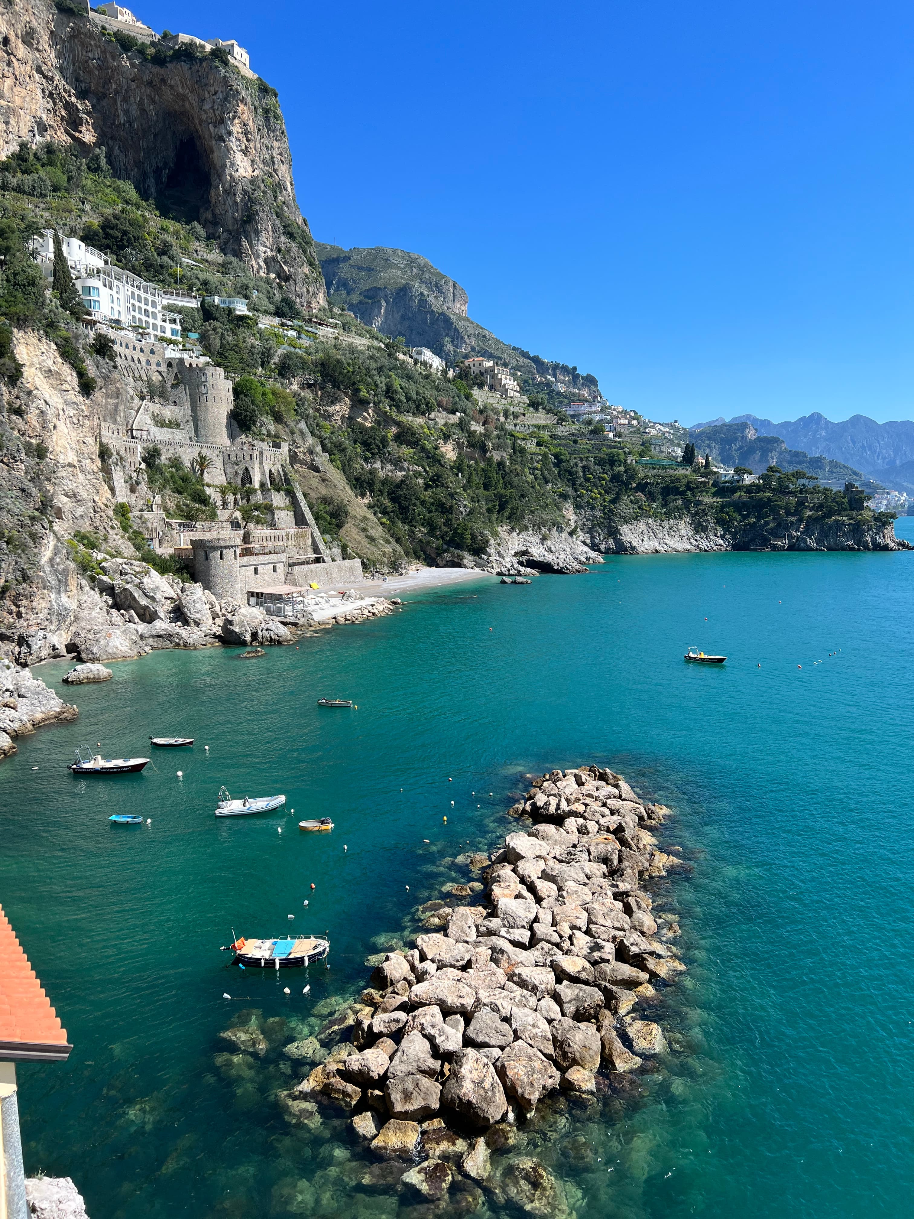 The Amalfi Coast is a stunning stretch of coastline in southern Italy known for its dramatic cliffs, picturesque villages, and Mediterranean beauty.