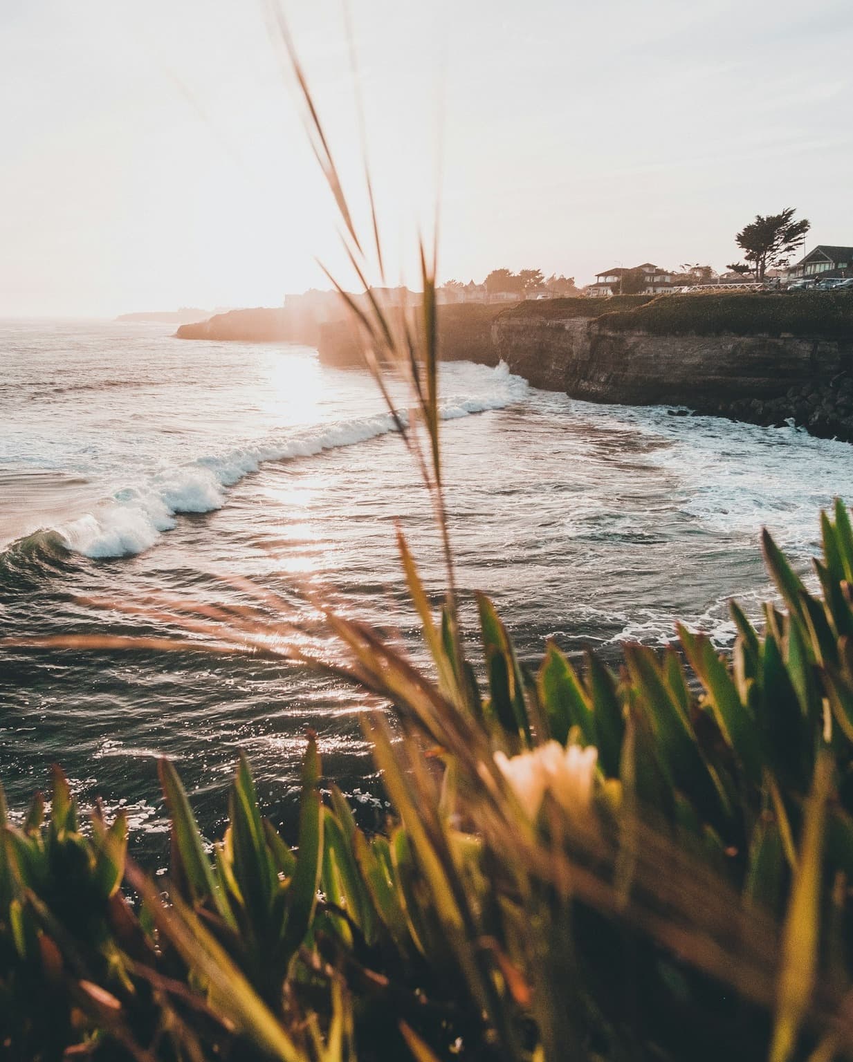 A coastline of a body of water during the daytime