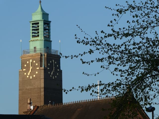 A clock tower in England.