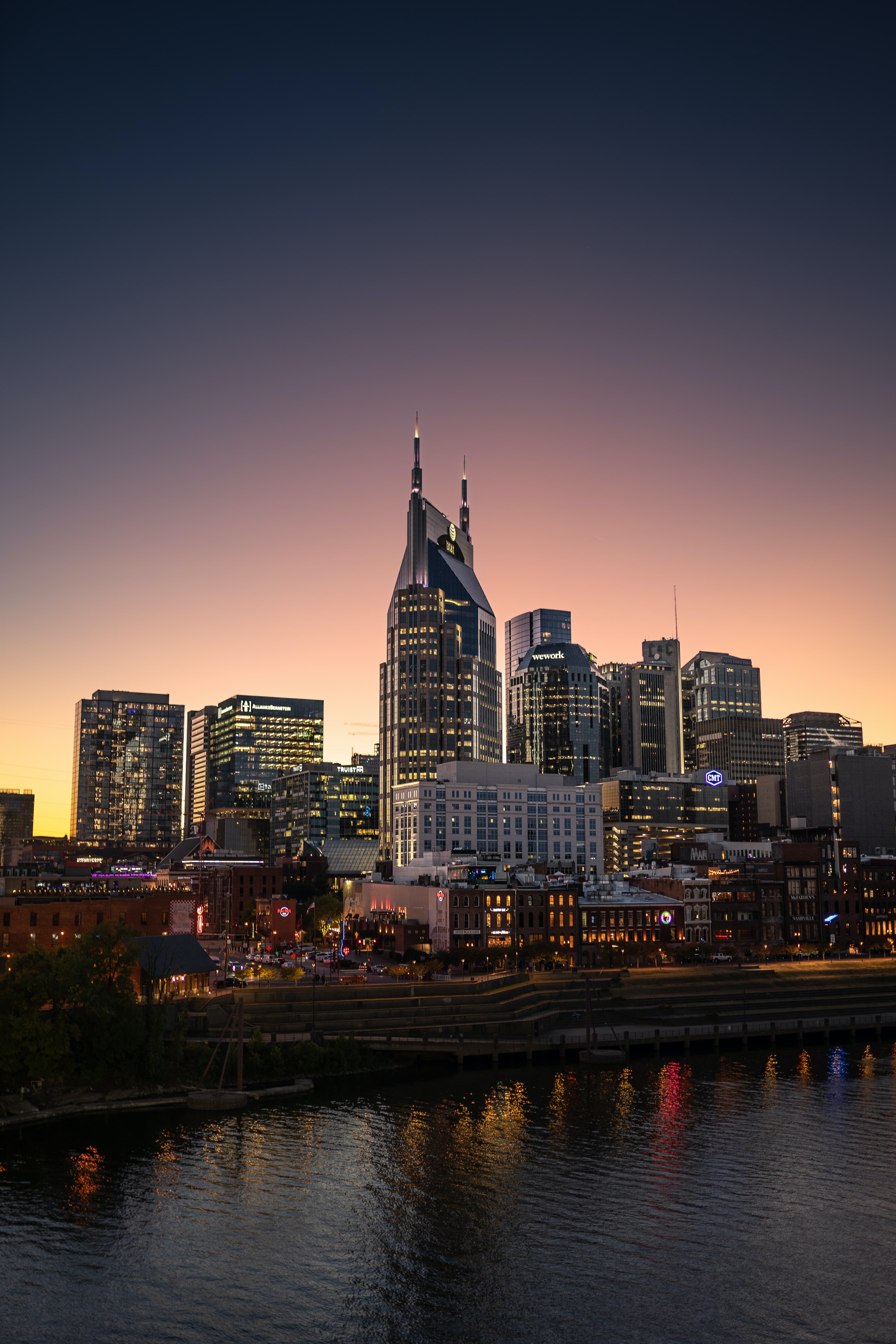 city skyline at nighttime