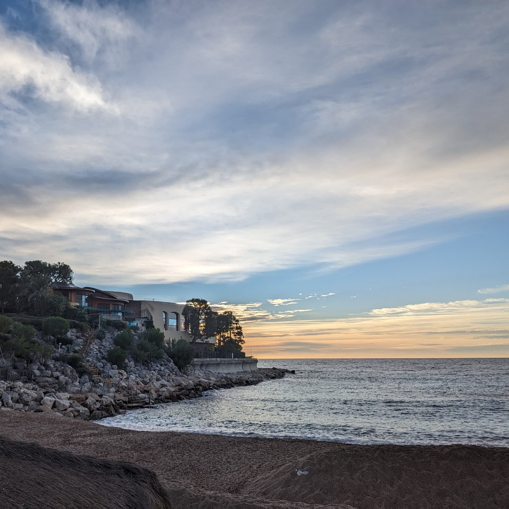 An aerial view of the Monaco Beach during the daytime.