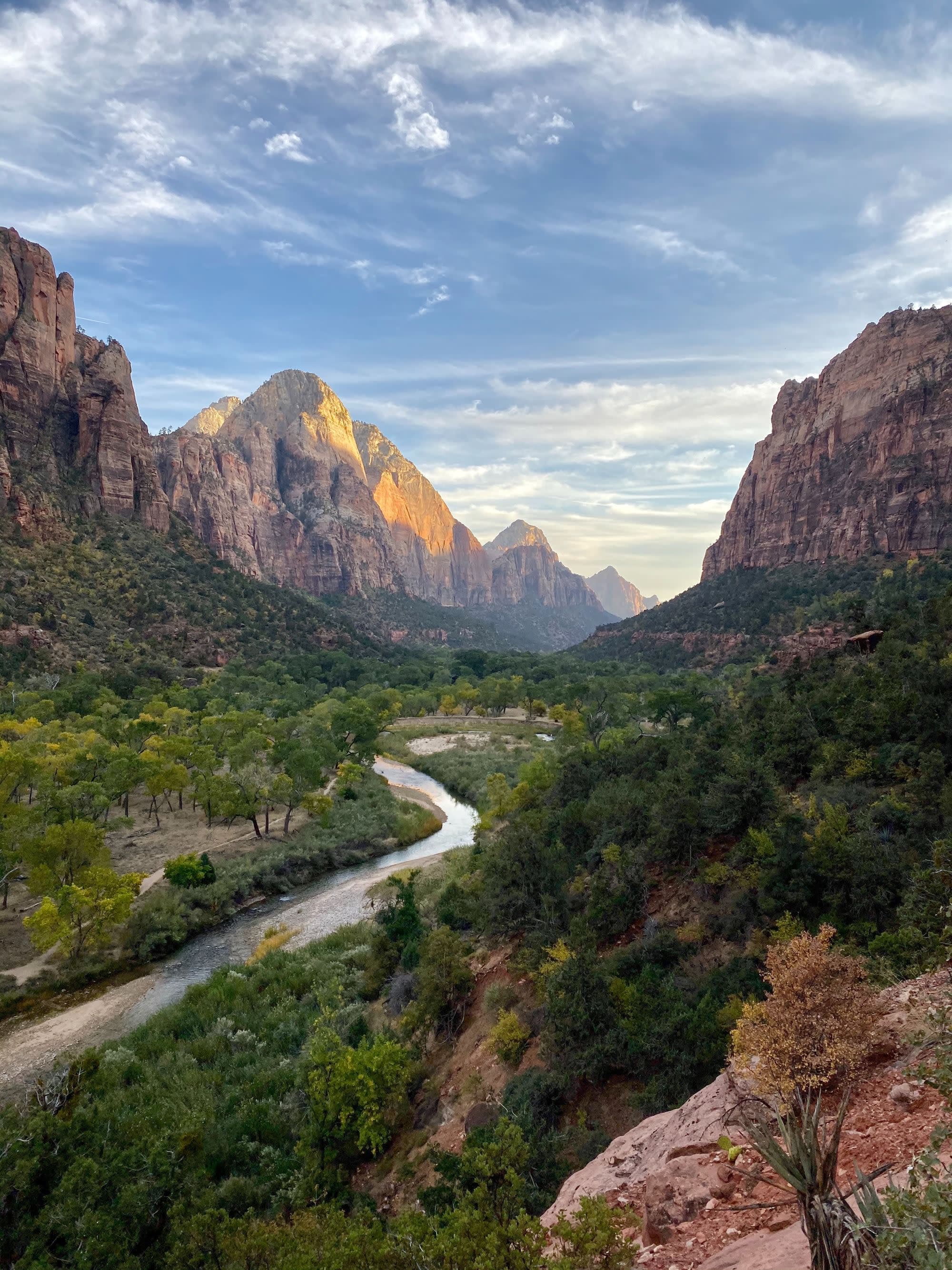 zion national park river through mountain region