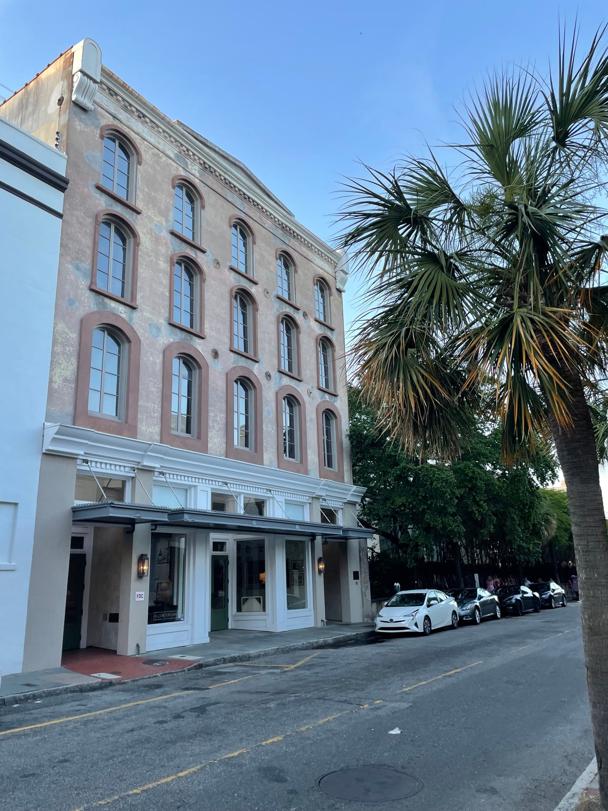 Brown and white building.