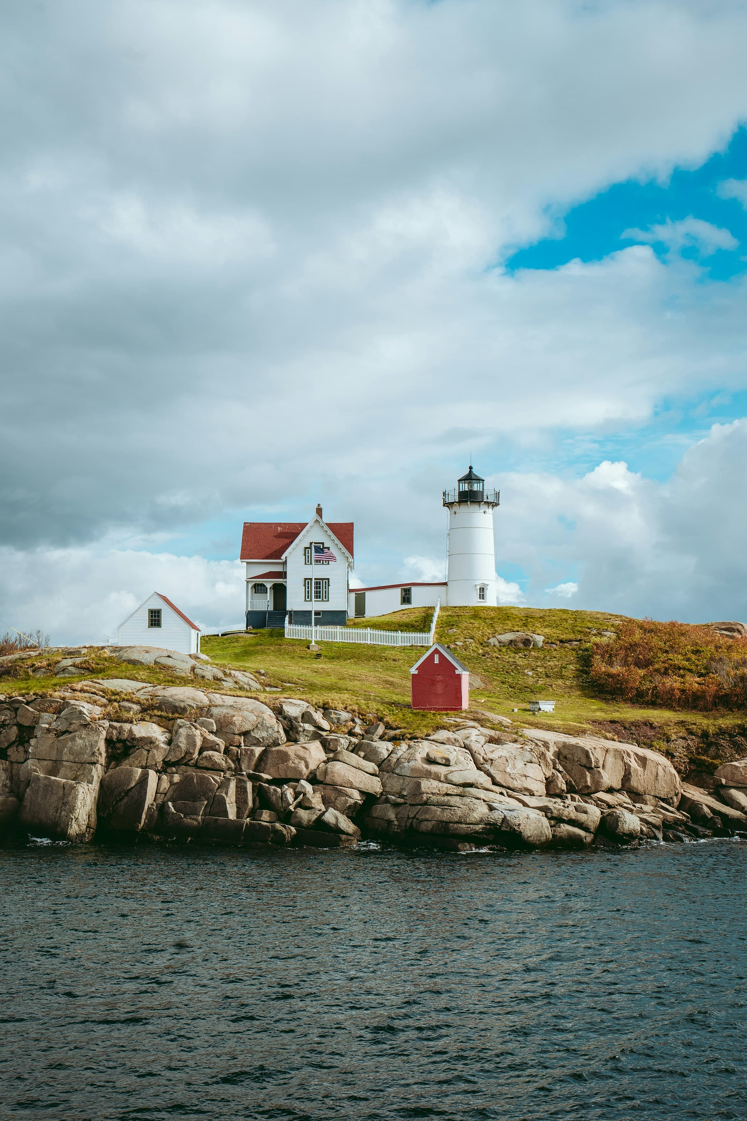 A classic lighthouse at Nubble Point, York, Maine.