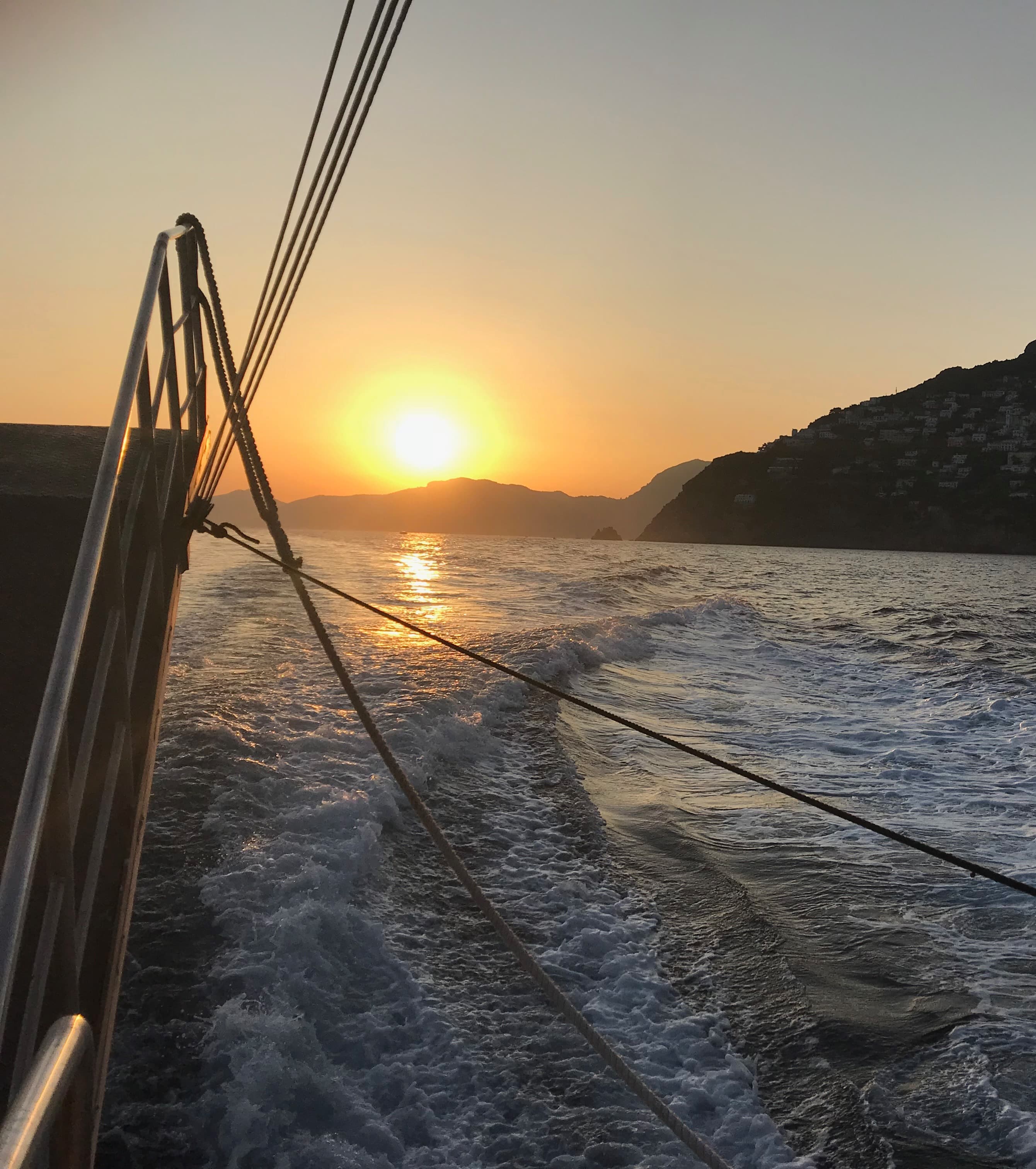 Beautiful sunset while aboard an Amalfi Boat.