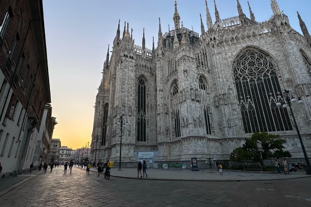 An old styled church at dusk