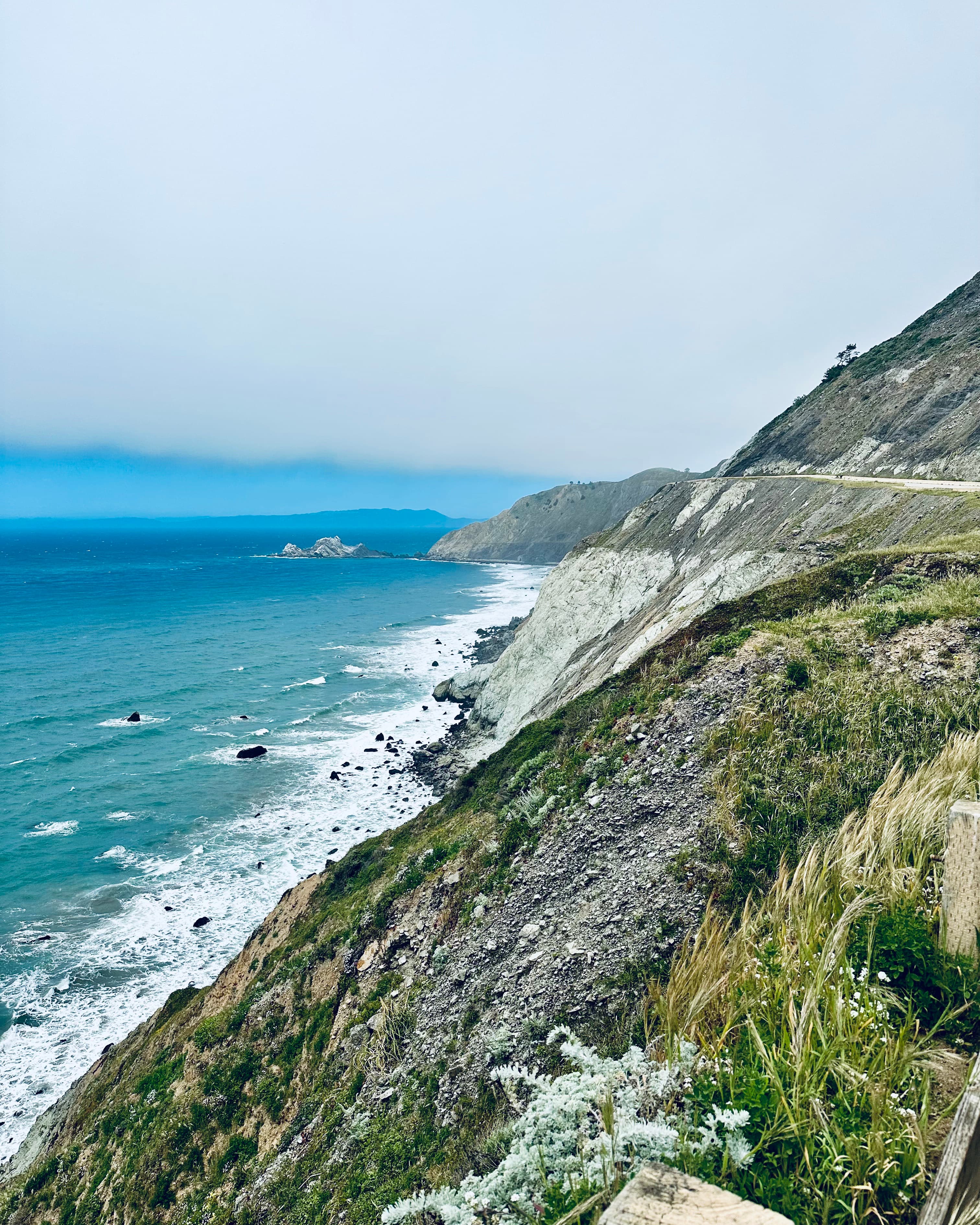 Blue water at the edge of California Coast.