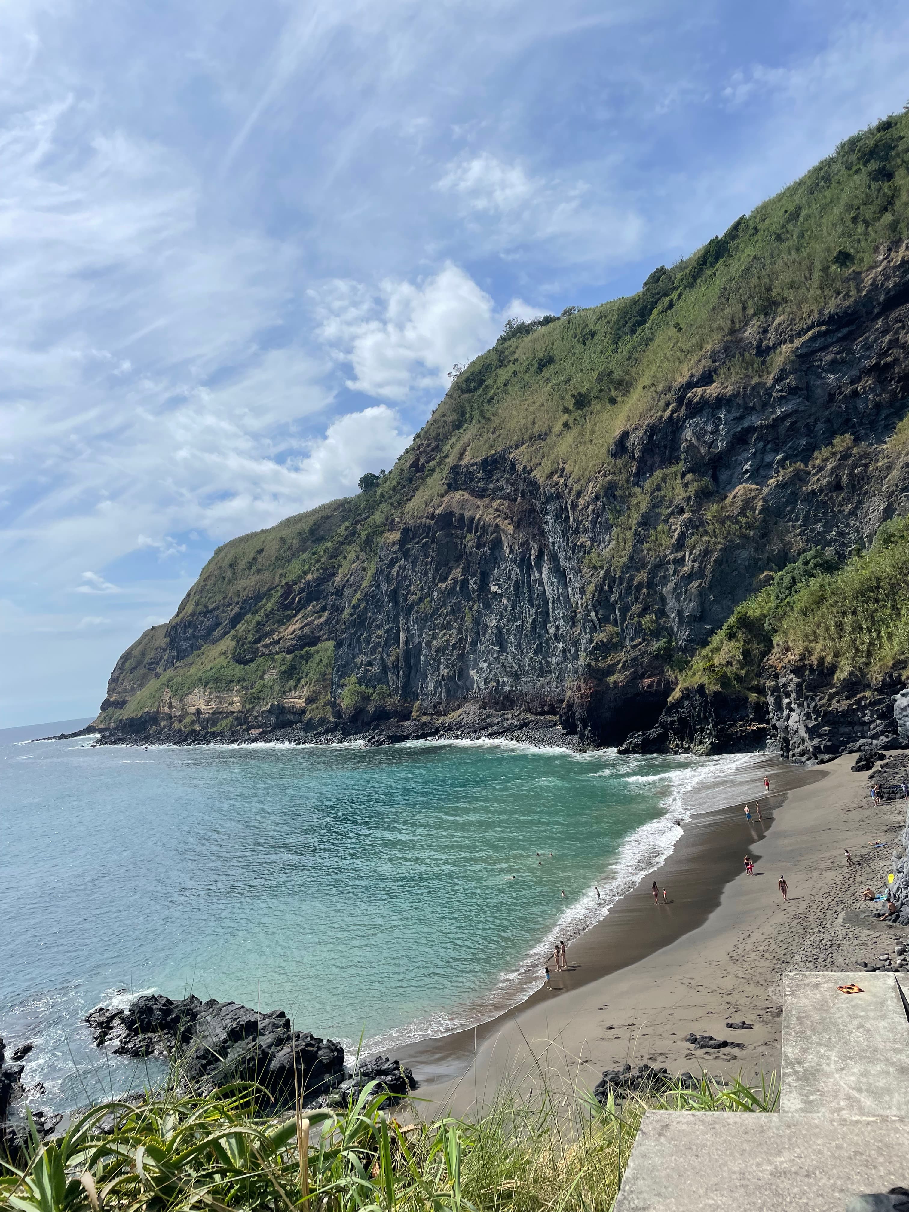 The natural beauty of Praia Baixa d'Areia, a public beach in Sao Miguel.