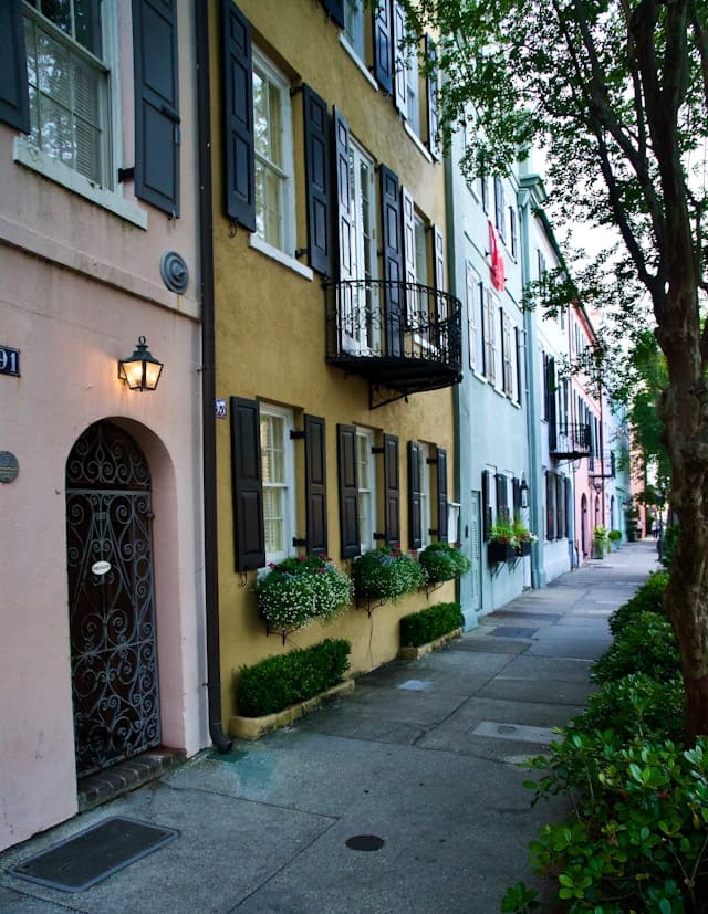 A row of colorful buildings during the daytime