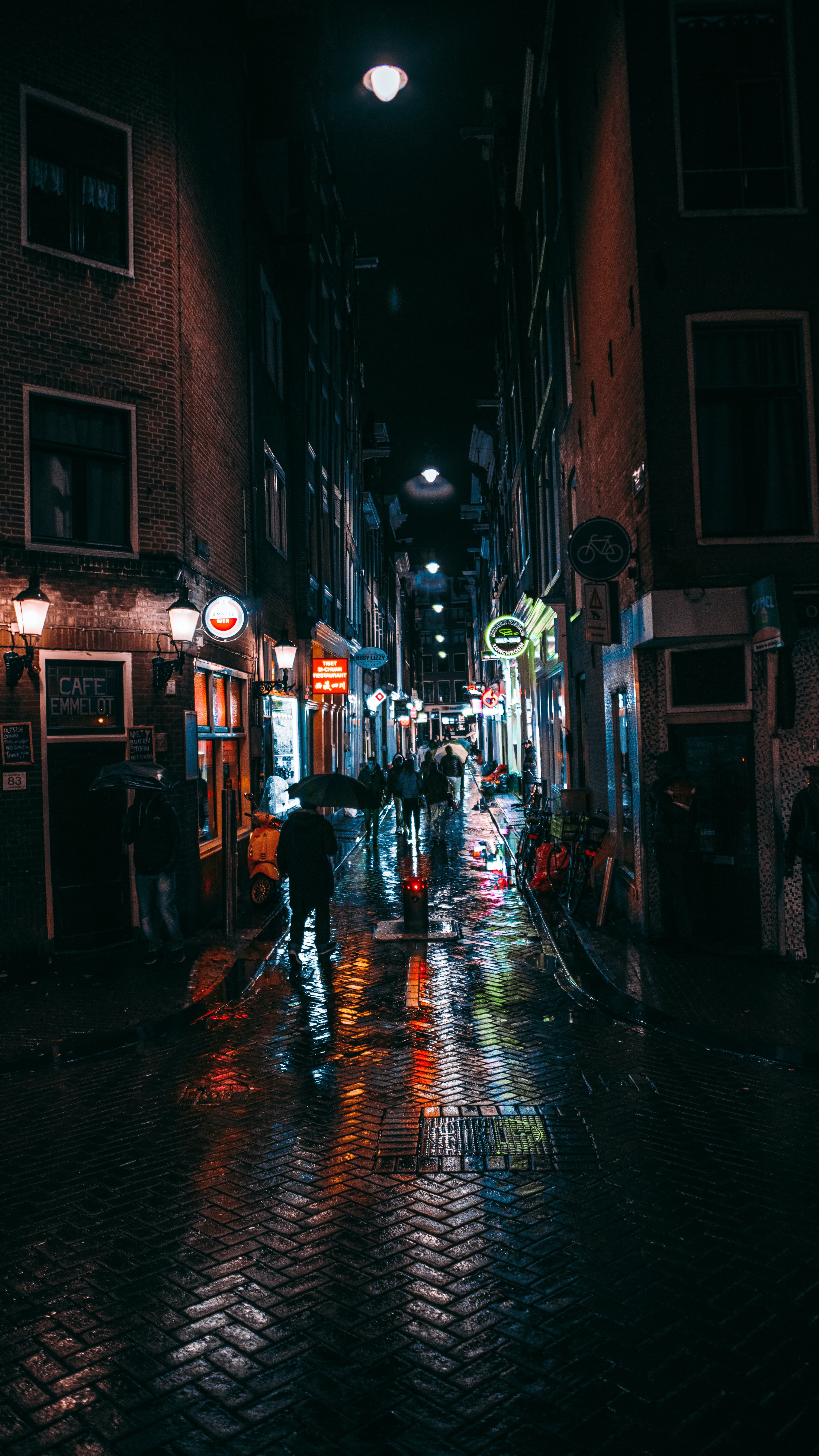 The night streets of Amsterdam.