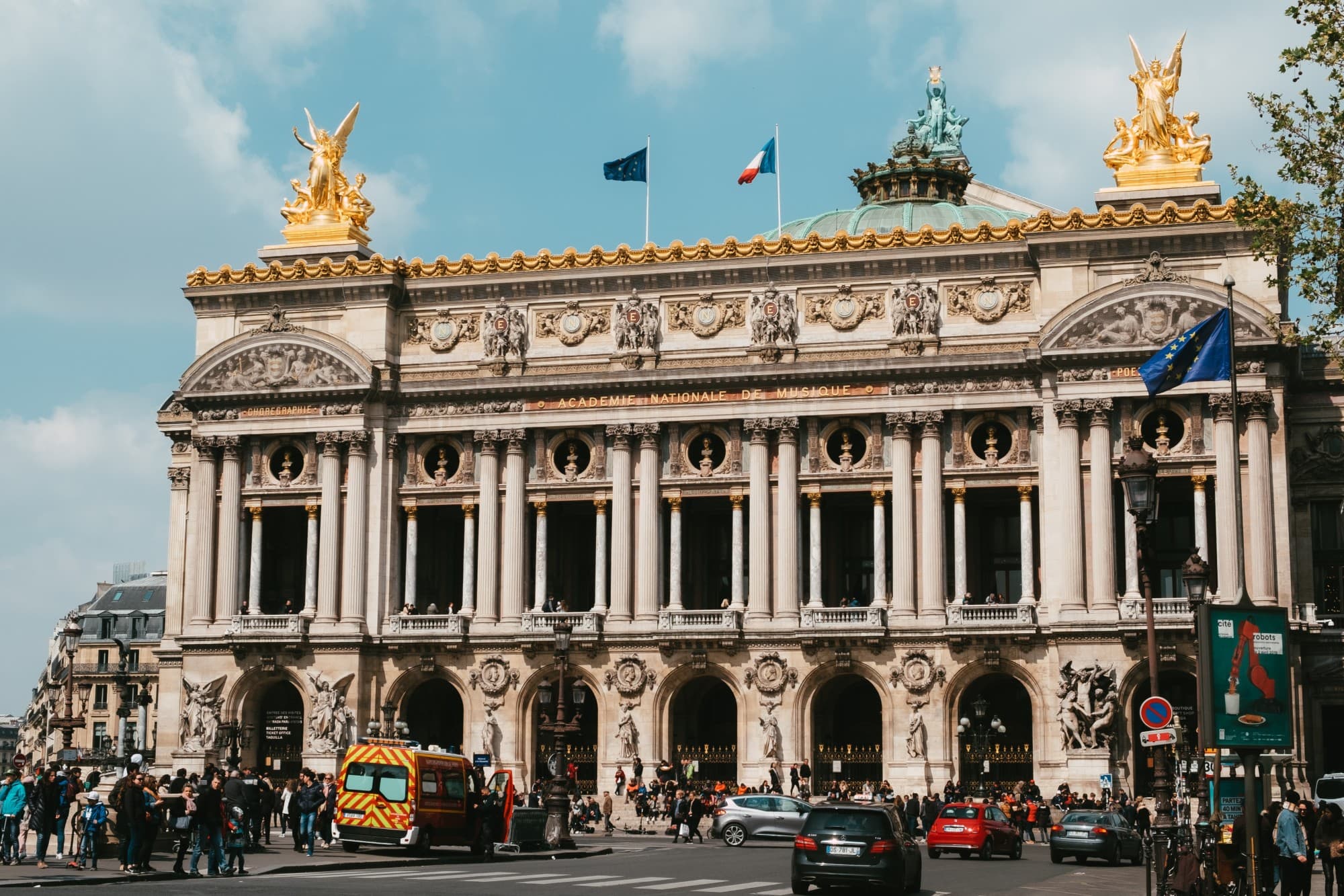 Ornate Palais Garnier in Paris on a sunny day