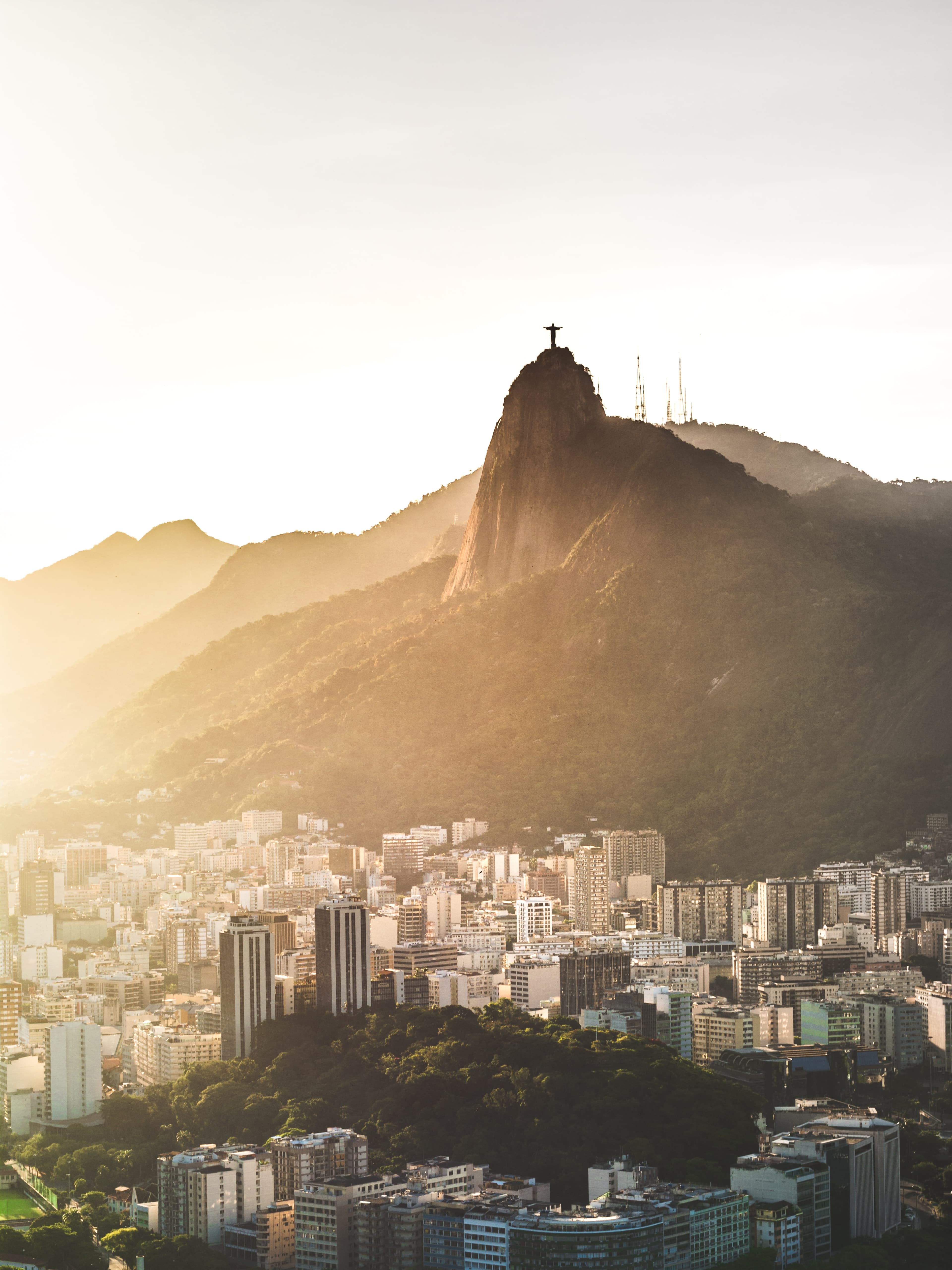 View of downtown Rio de Janeiro with mountains in background