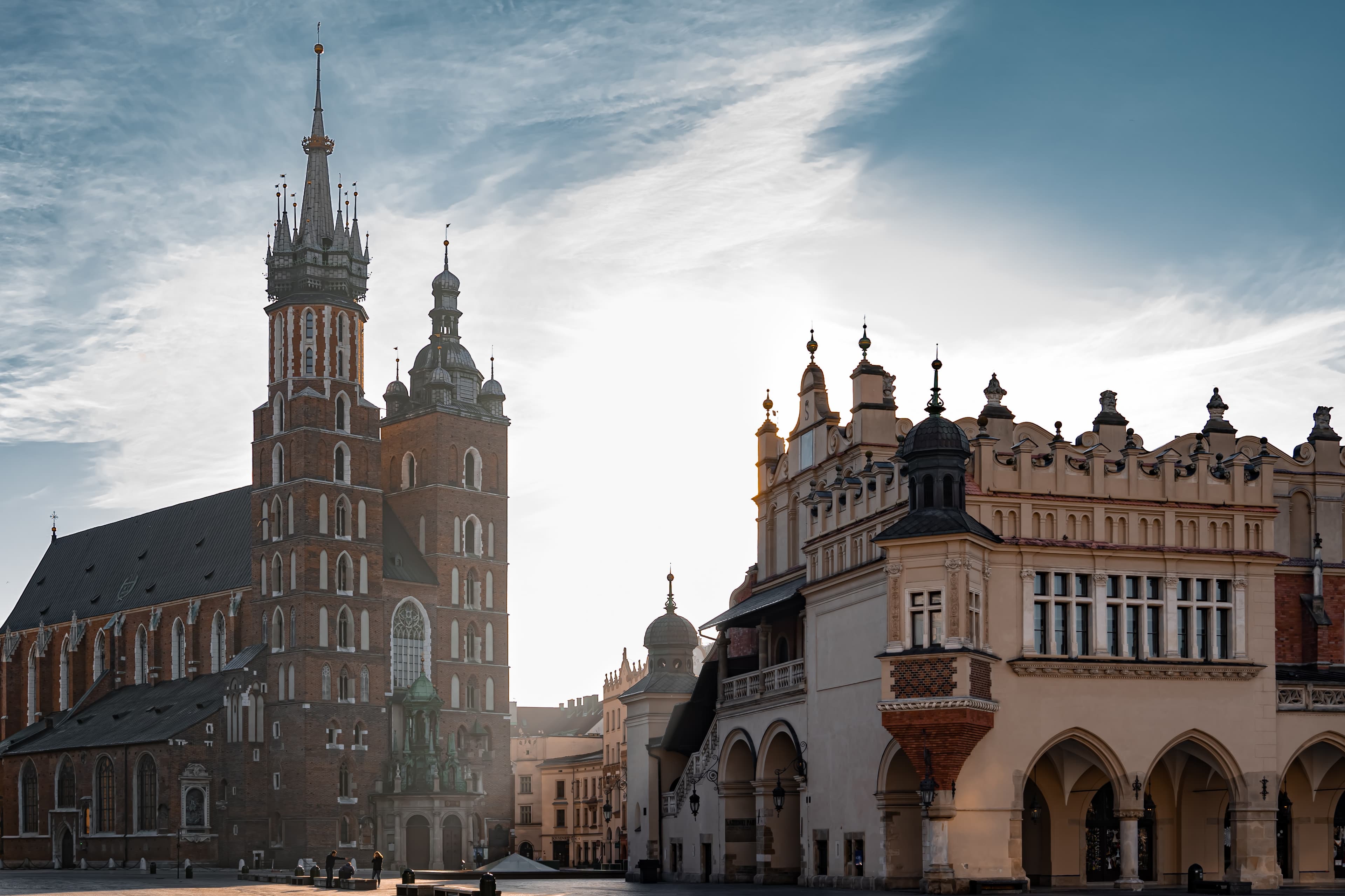 Historic building in Krakow, Poland under a blue sky