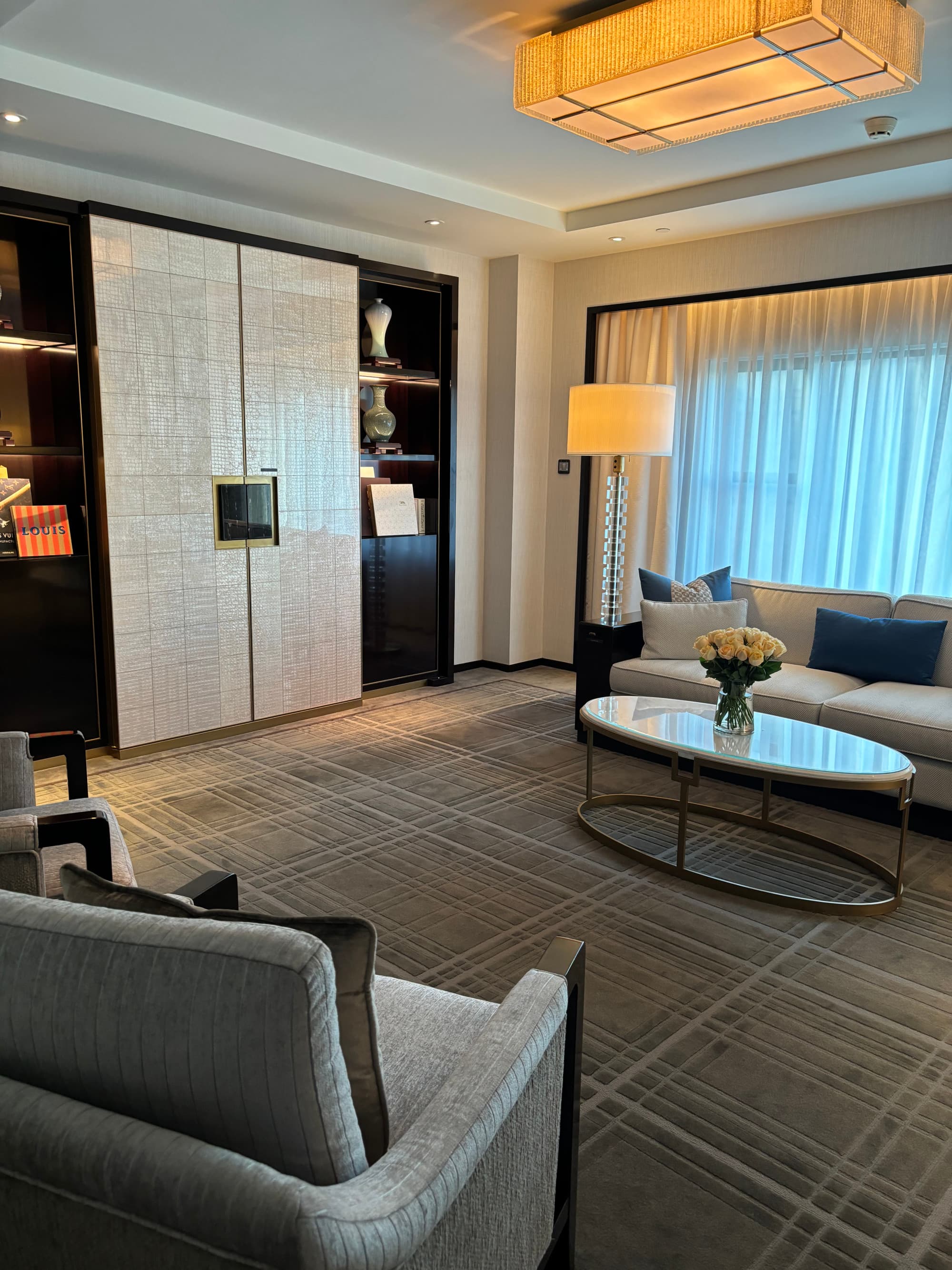 A seating area inside a hotel room