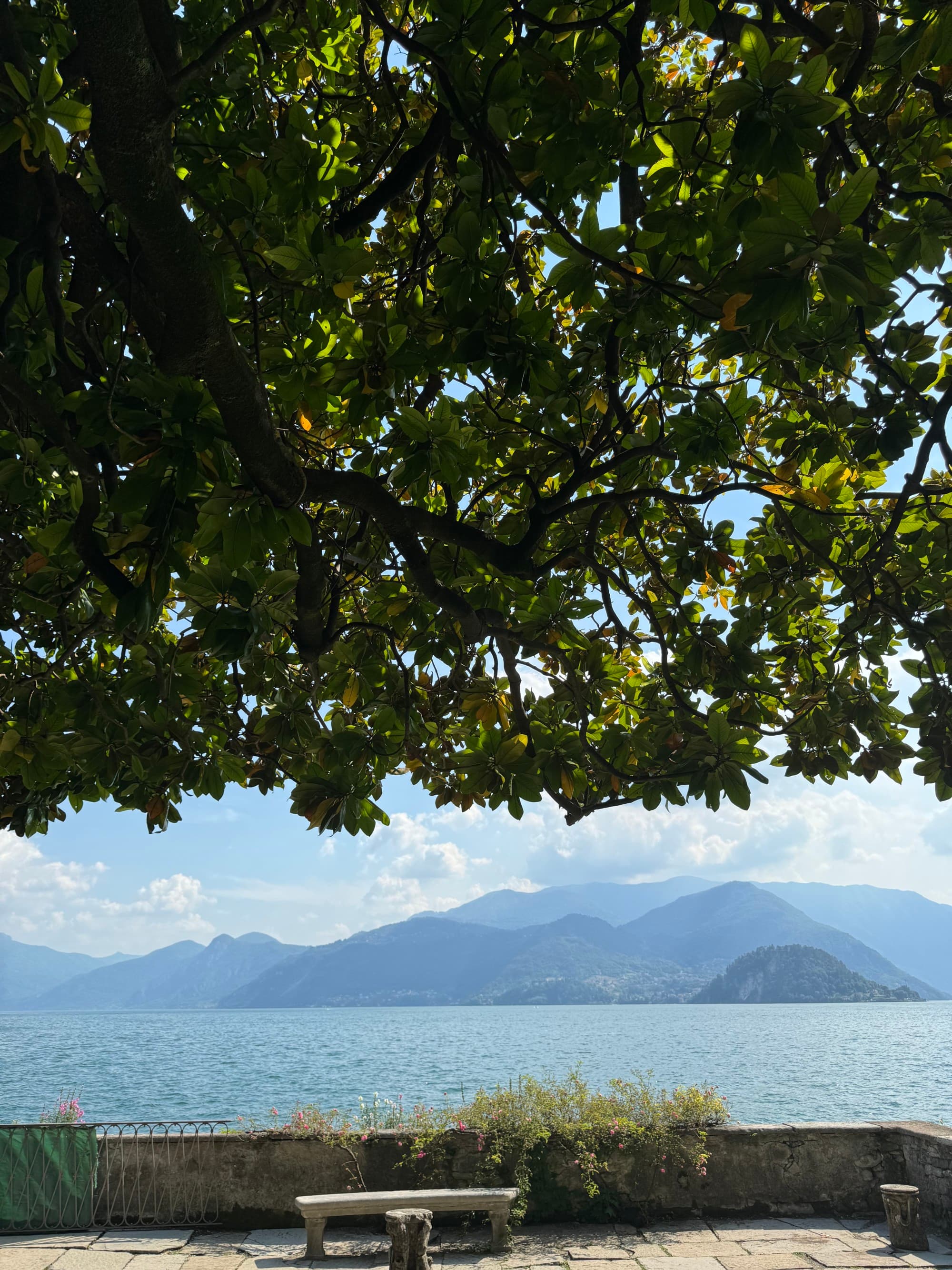 A body of water in front of mountains