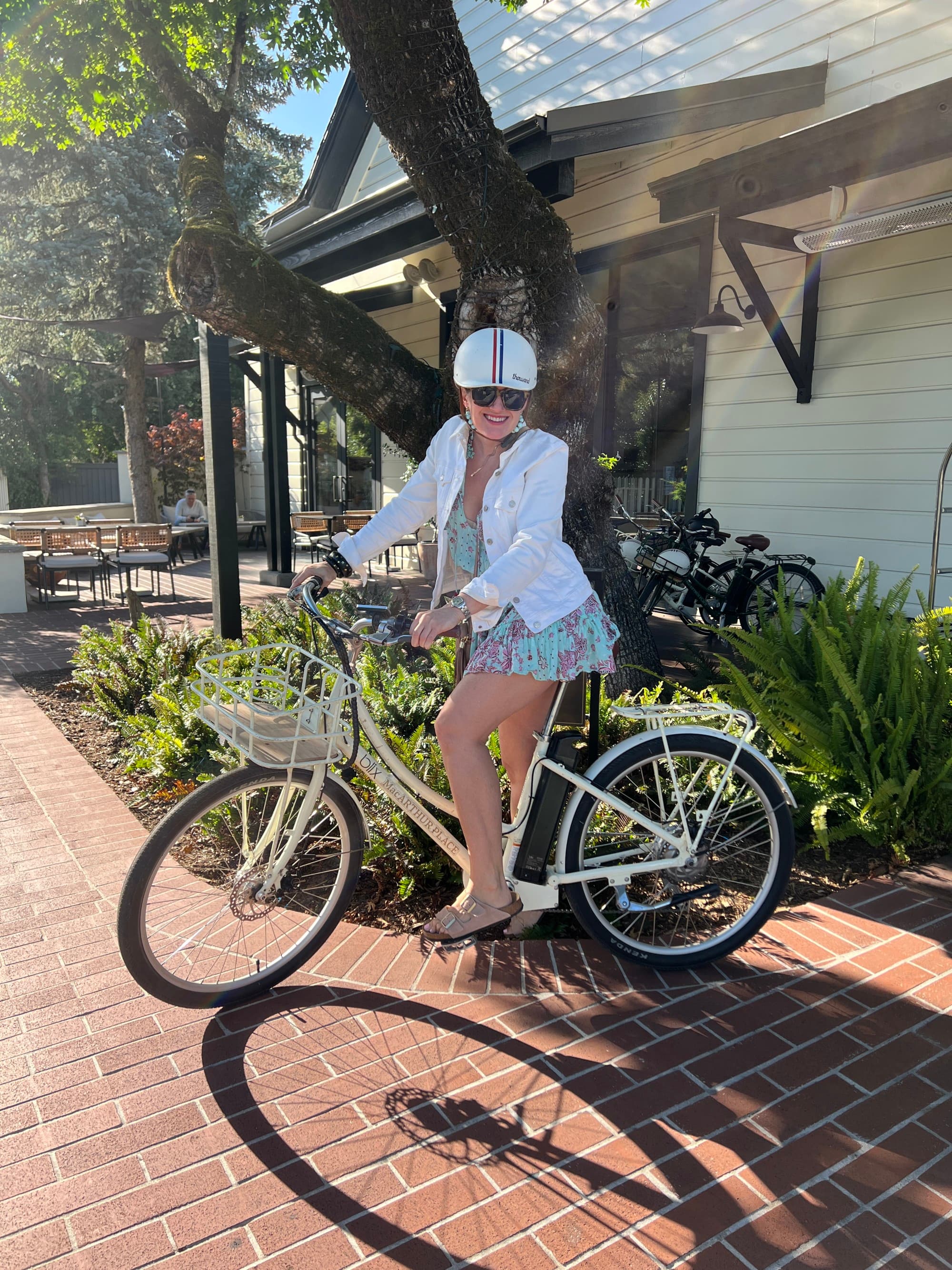 Emily Biking at MacArthur Place Sonoma - Emily Martin