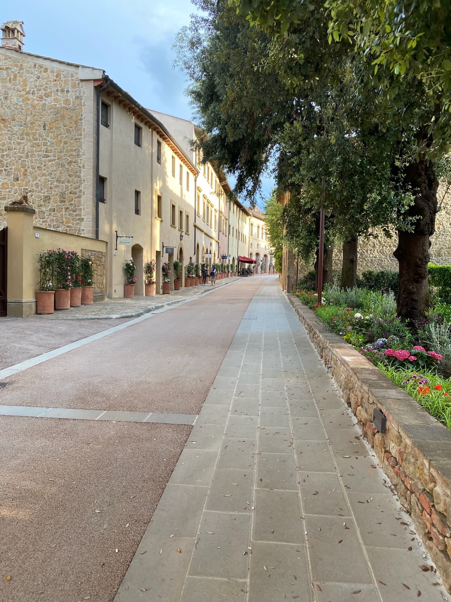 A view of a quaint street in Tuscany.