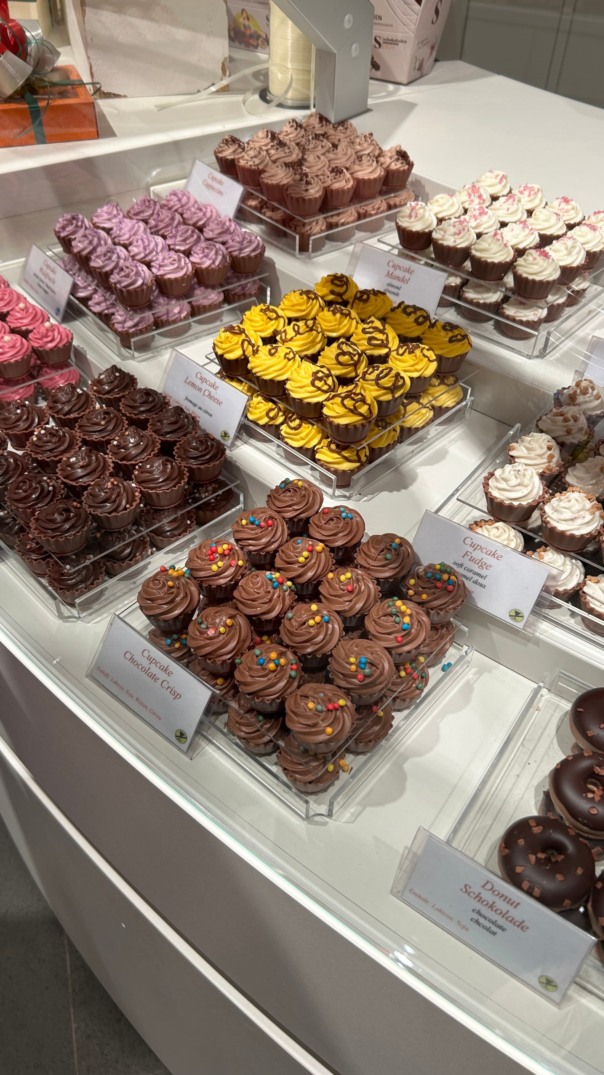 Desserts on display on a table