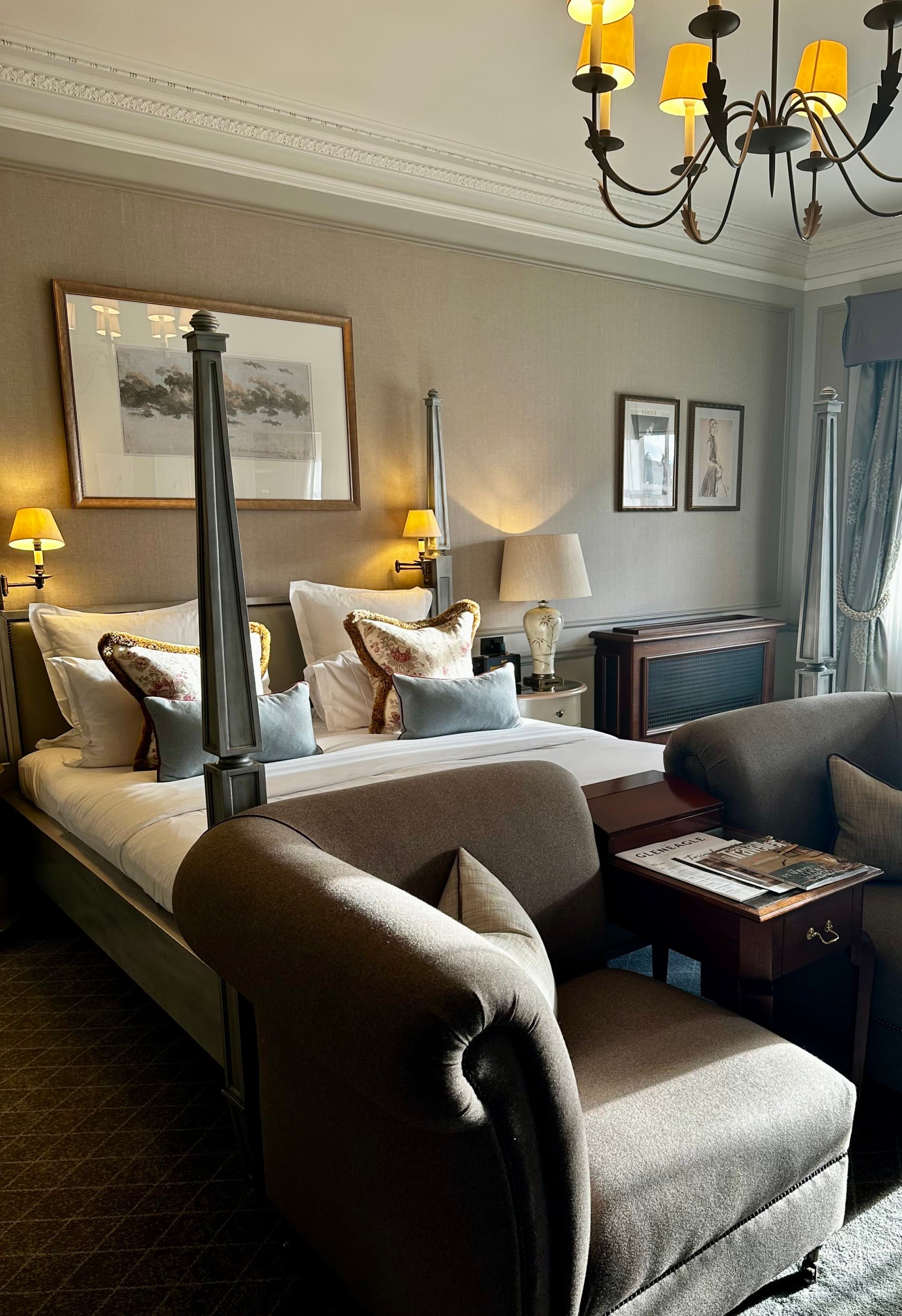 Lounge area of one of the hotel rooms with lovely decor.