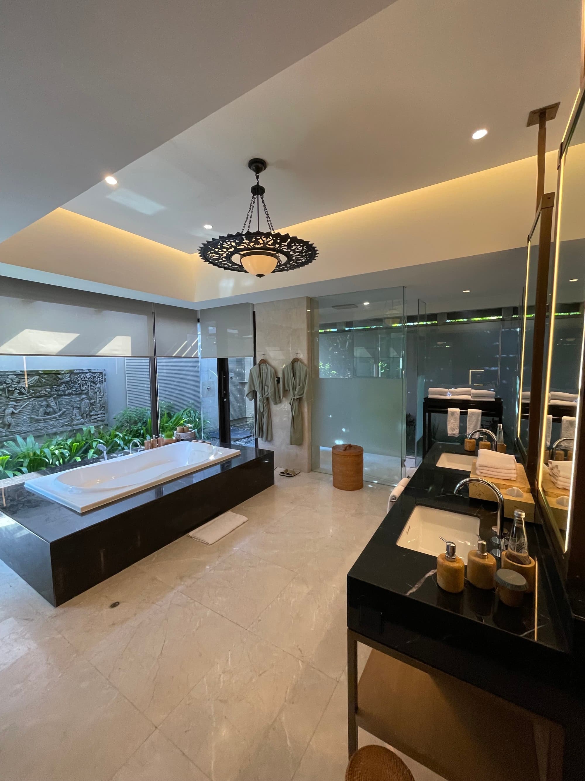 A large bathroom in the villa