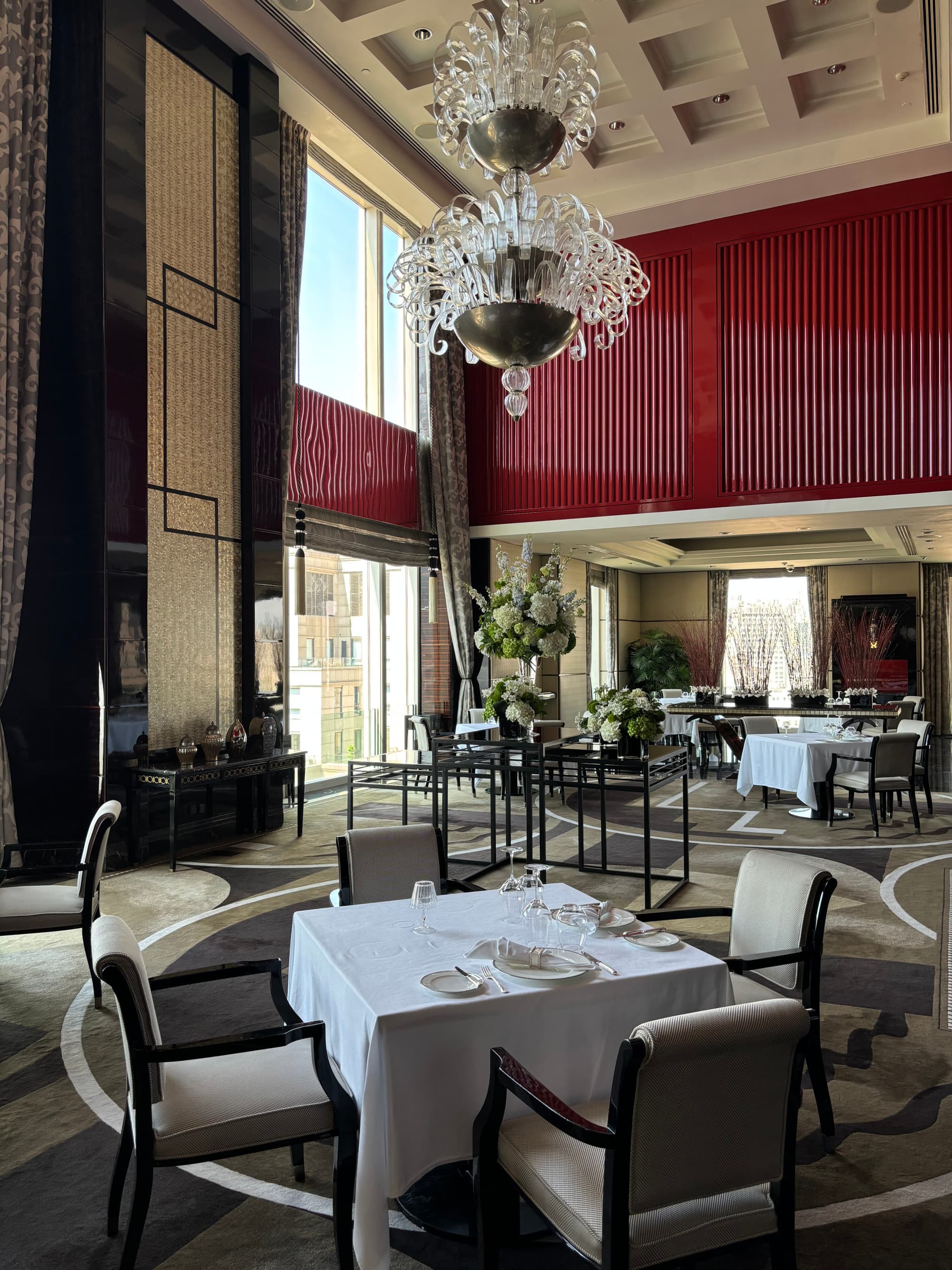 An indoor dining area in a restaurant