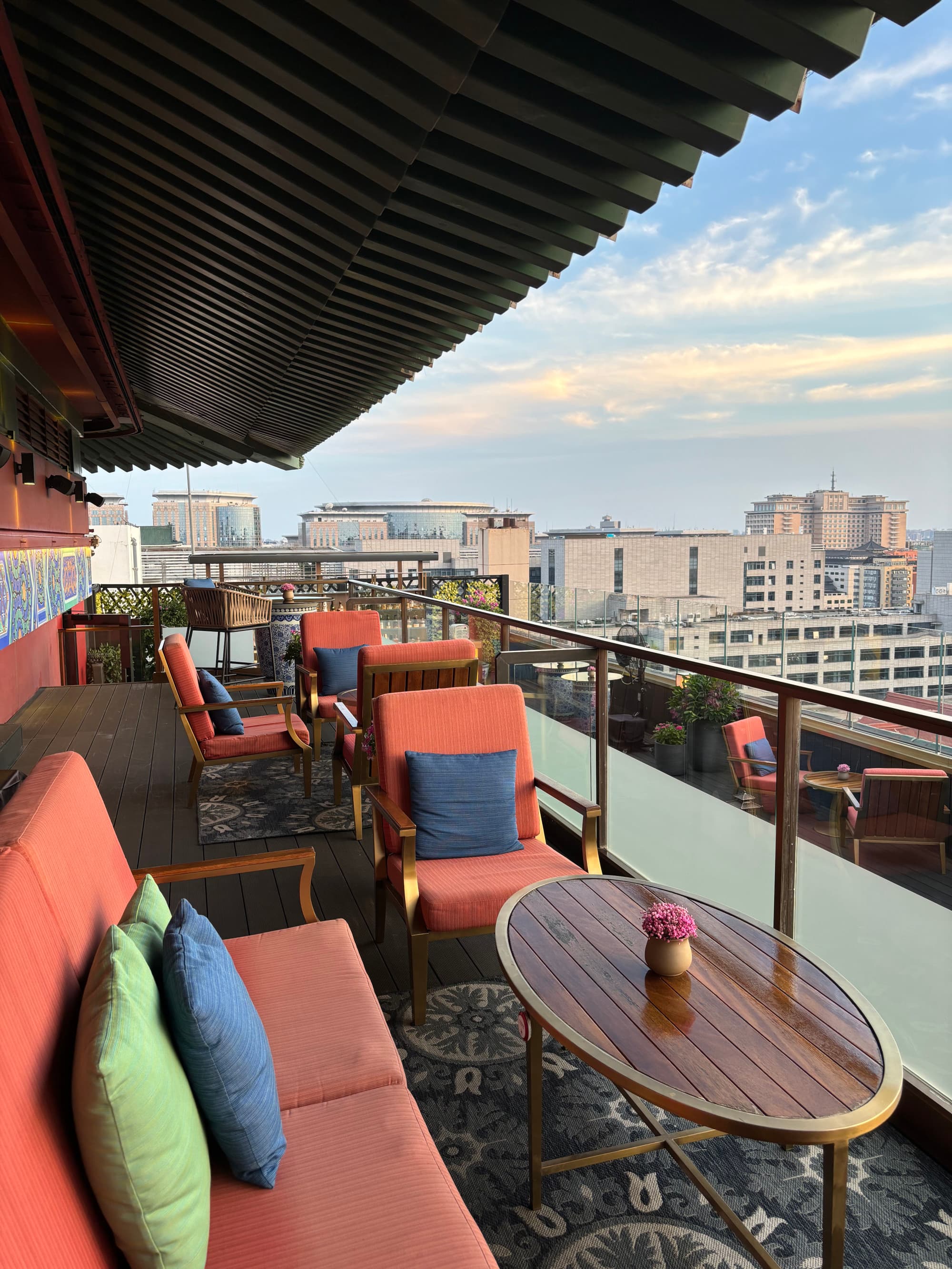 A seating area on a patio