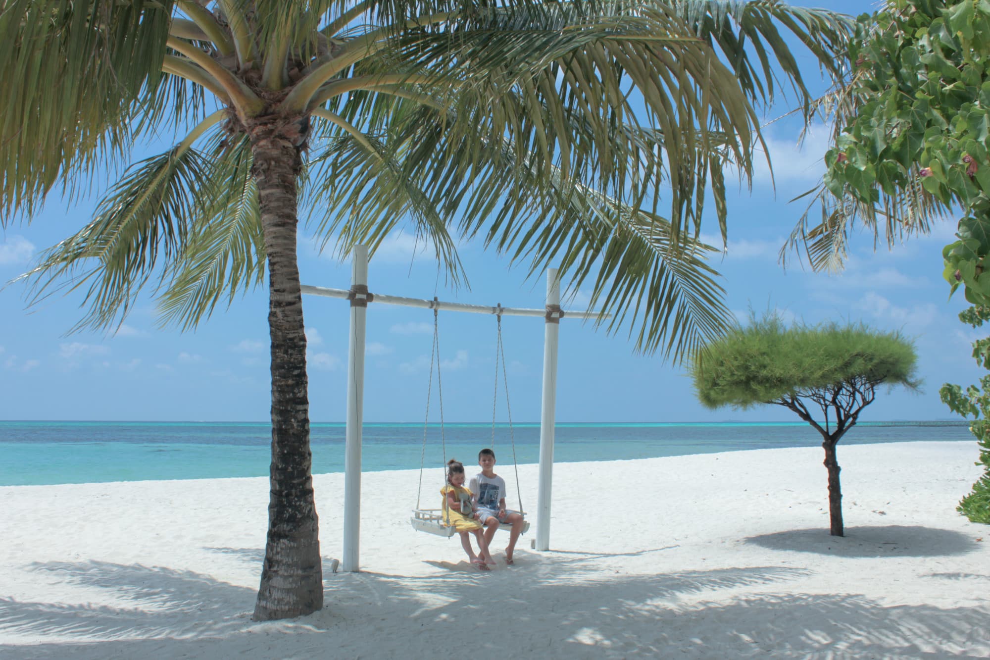 Couple posing on the island