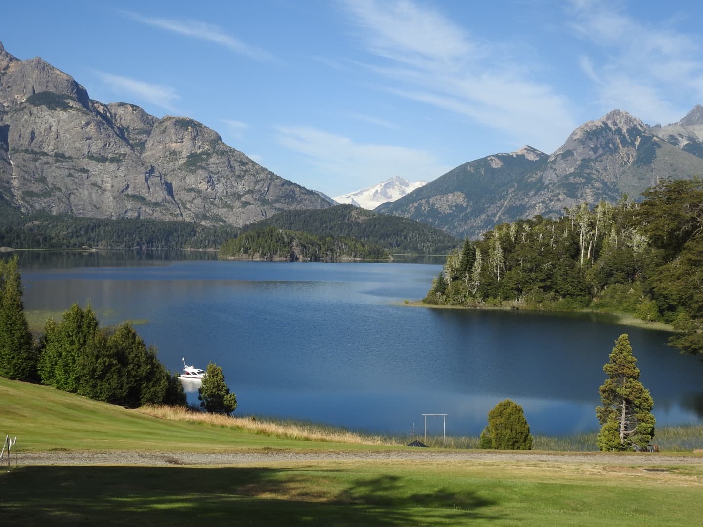 View of lake and hills