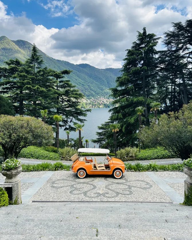 Photo of a retro orange car