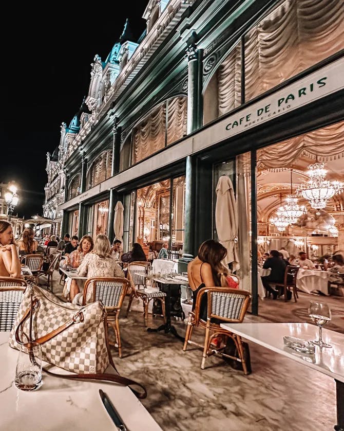 View of Cafe De Paris at night