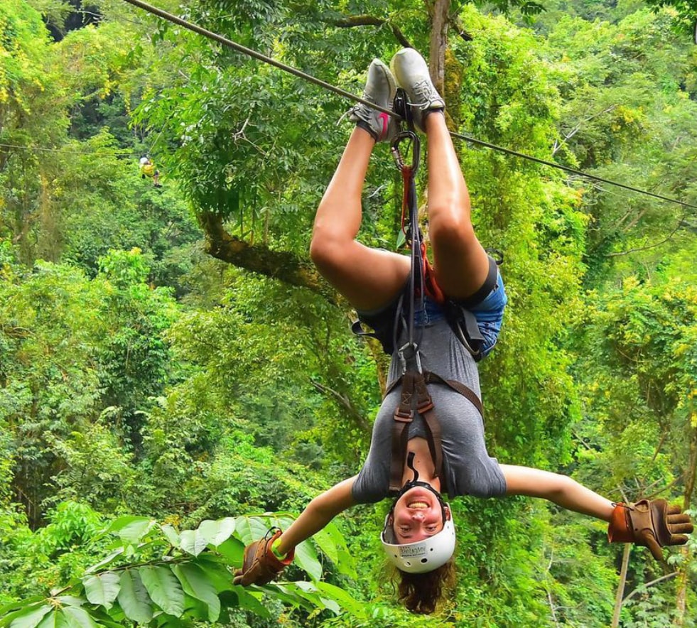 Girl in ziplining.