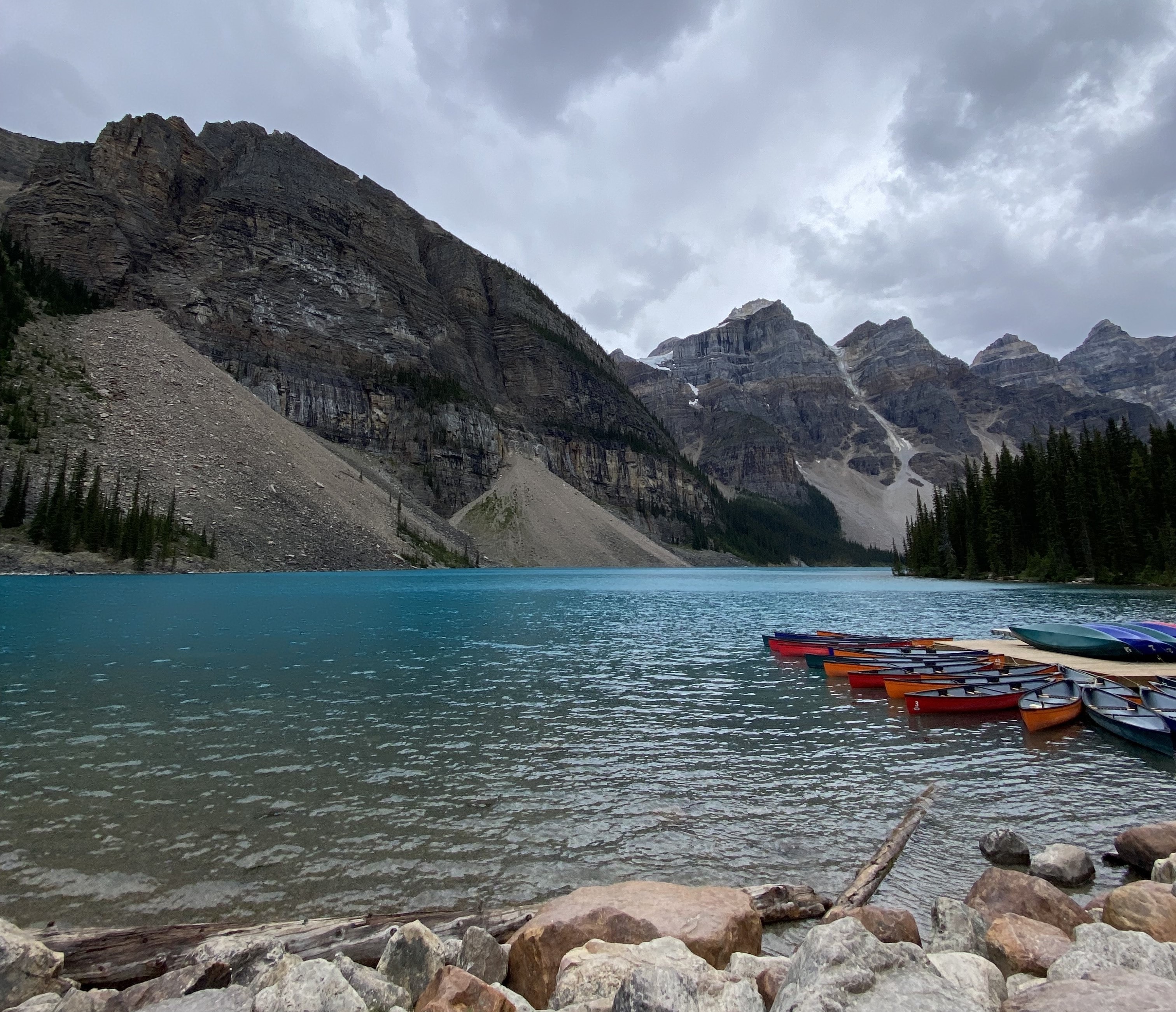 Mountains reflection on the water body.