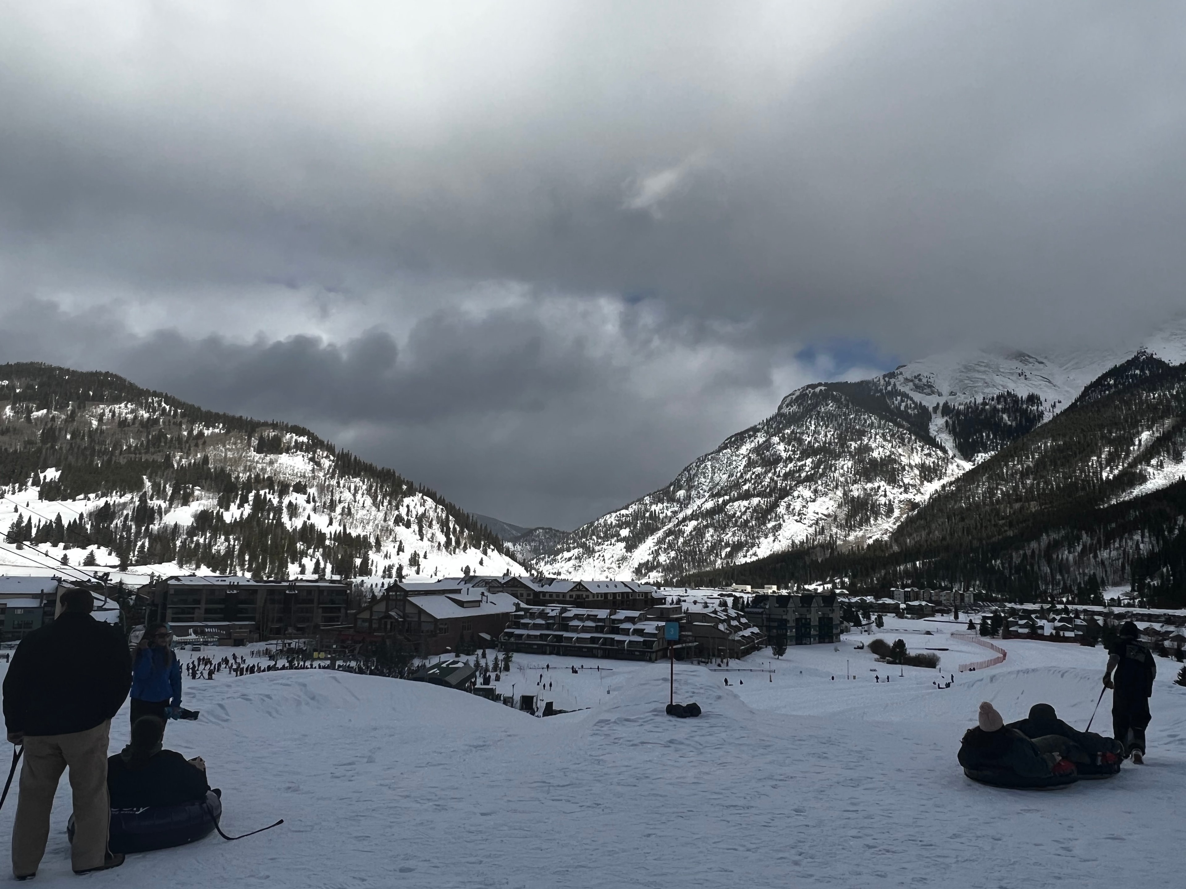 Snow covered fields and mountains