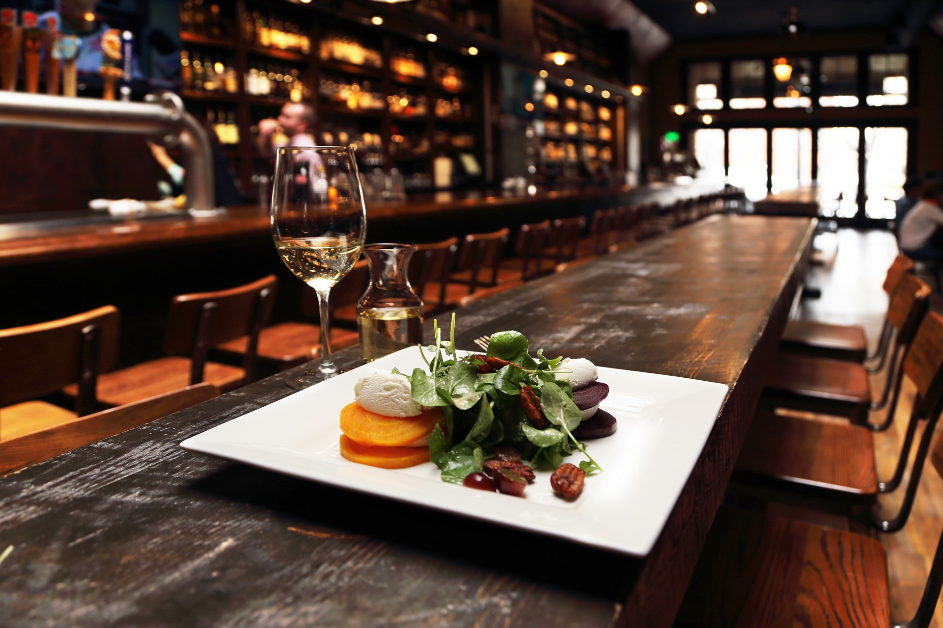 Food and whiskey picture in a restaurant