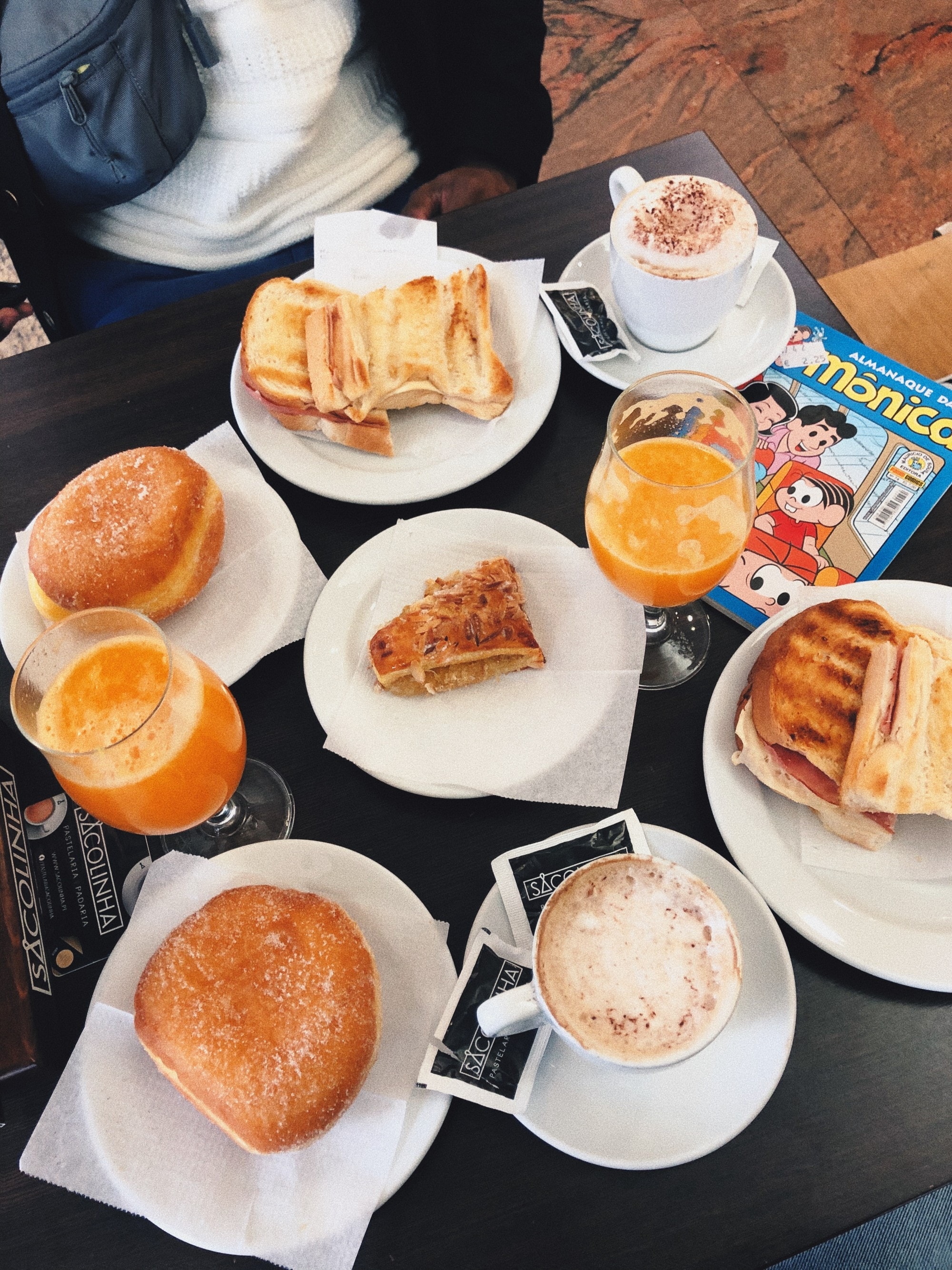 Pastries on a black table.