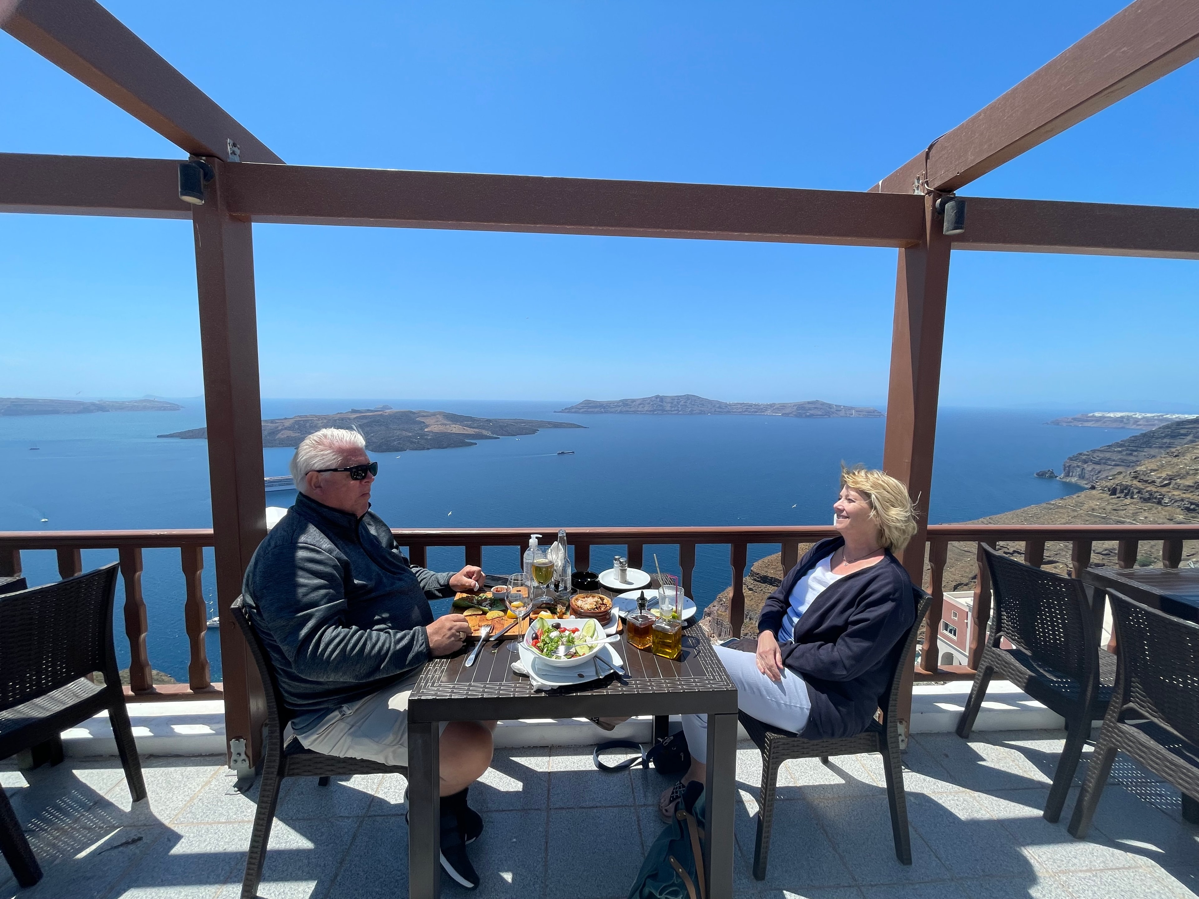 Couple posing in a restaurant