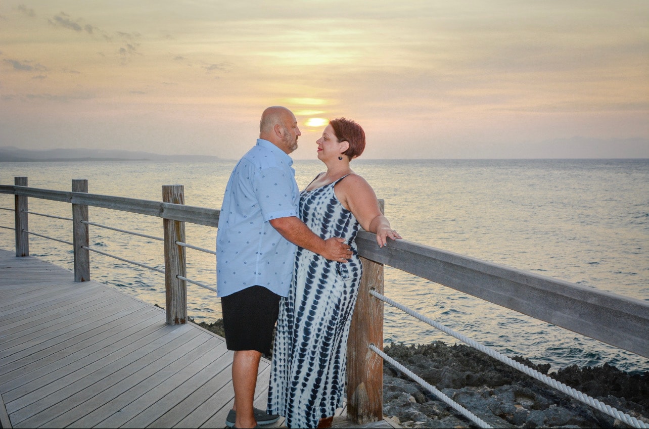 Couple posing on sea side