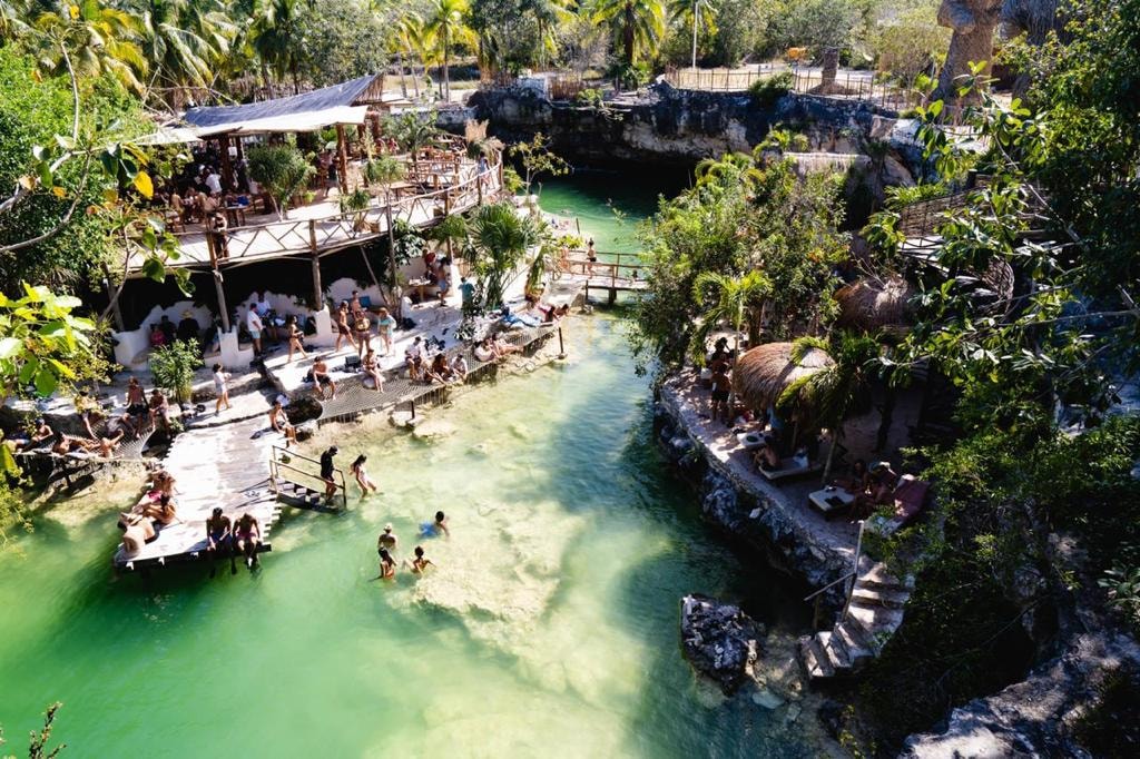 Jungle party in Tulum at a cenote.