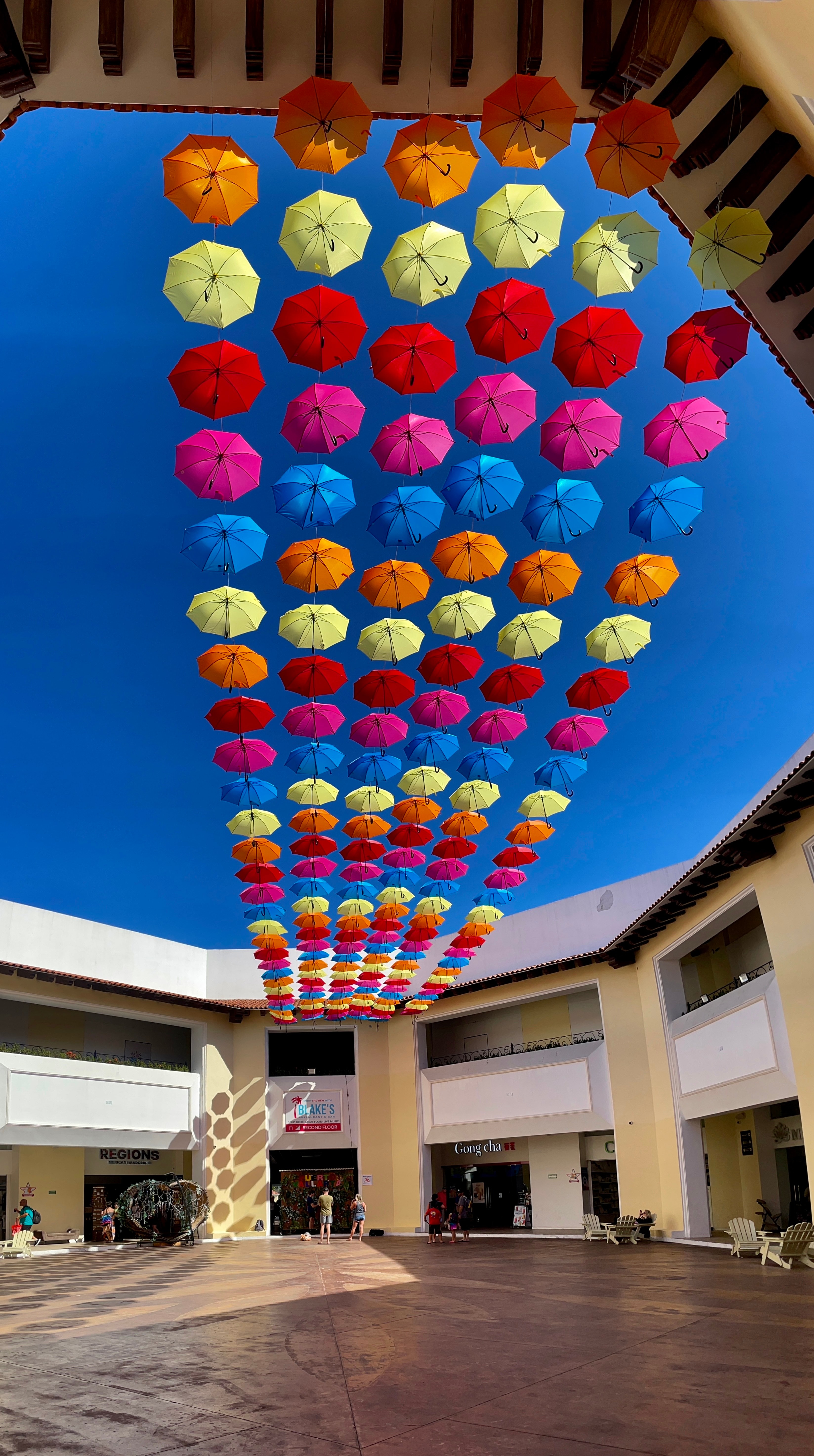 Pretty view of colorful umbrellas