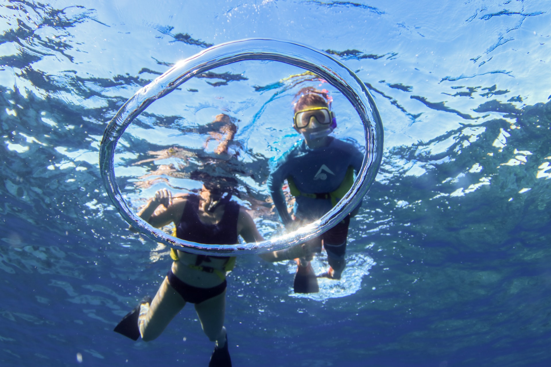 swimming in the sea