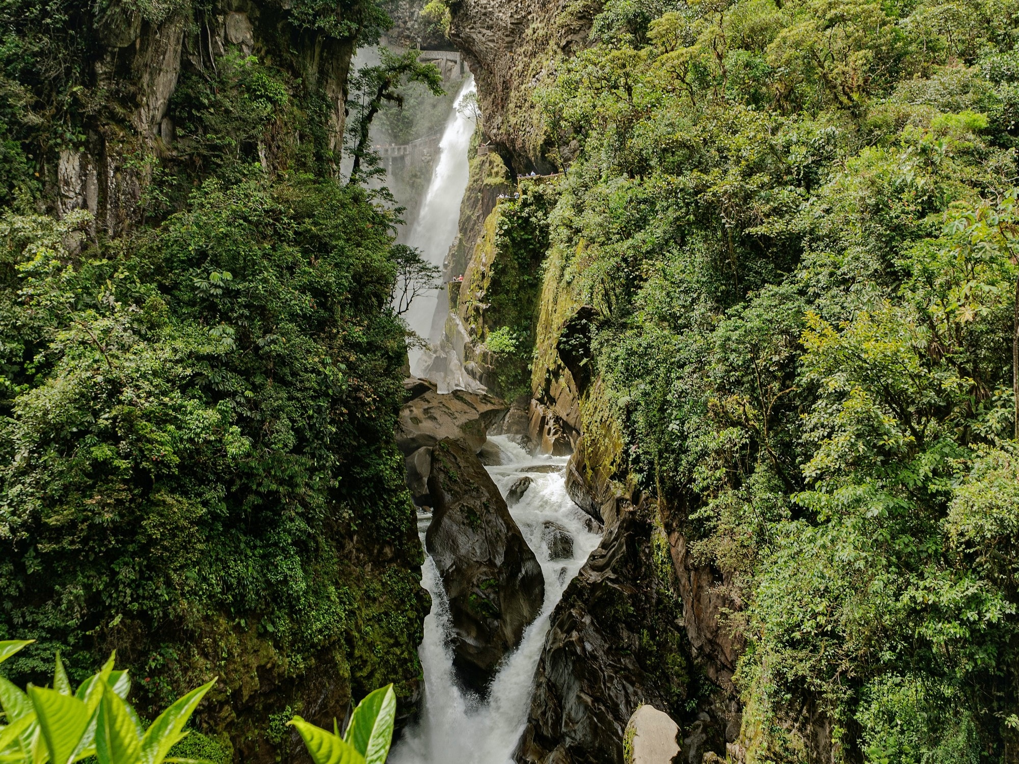 A  waterfall on mountains. 