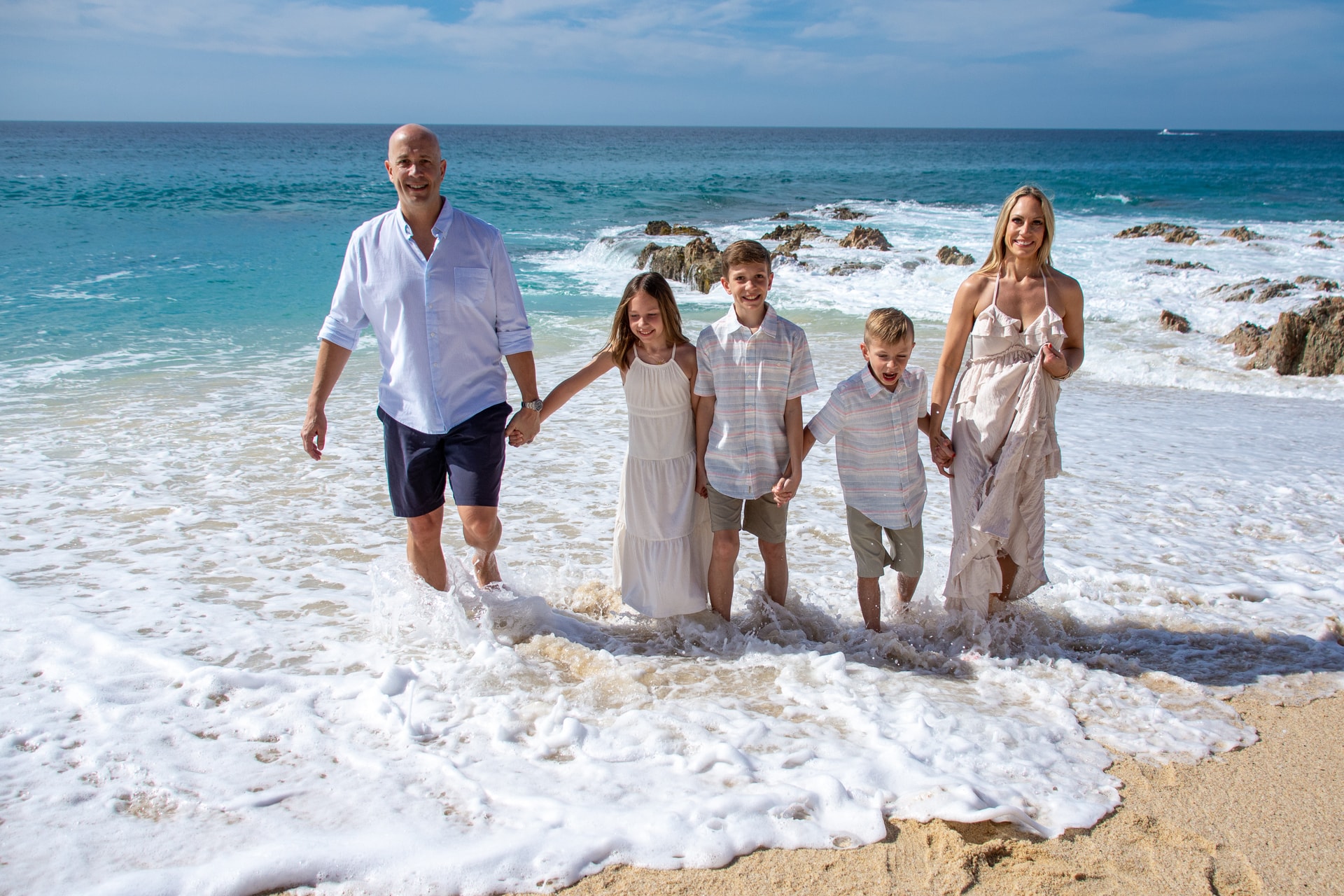 family photo at beach