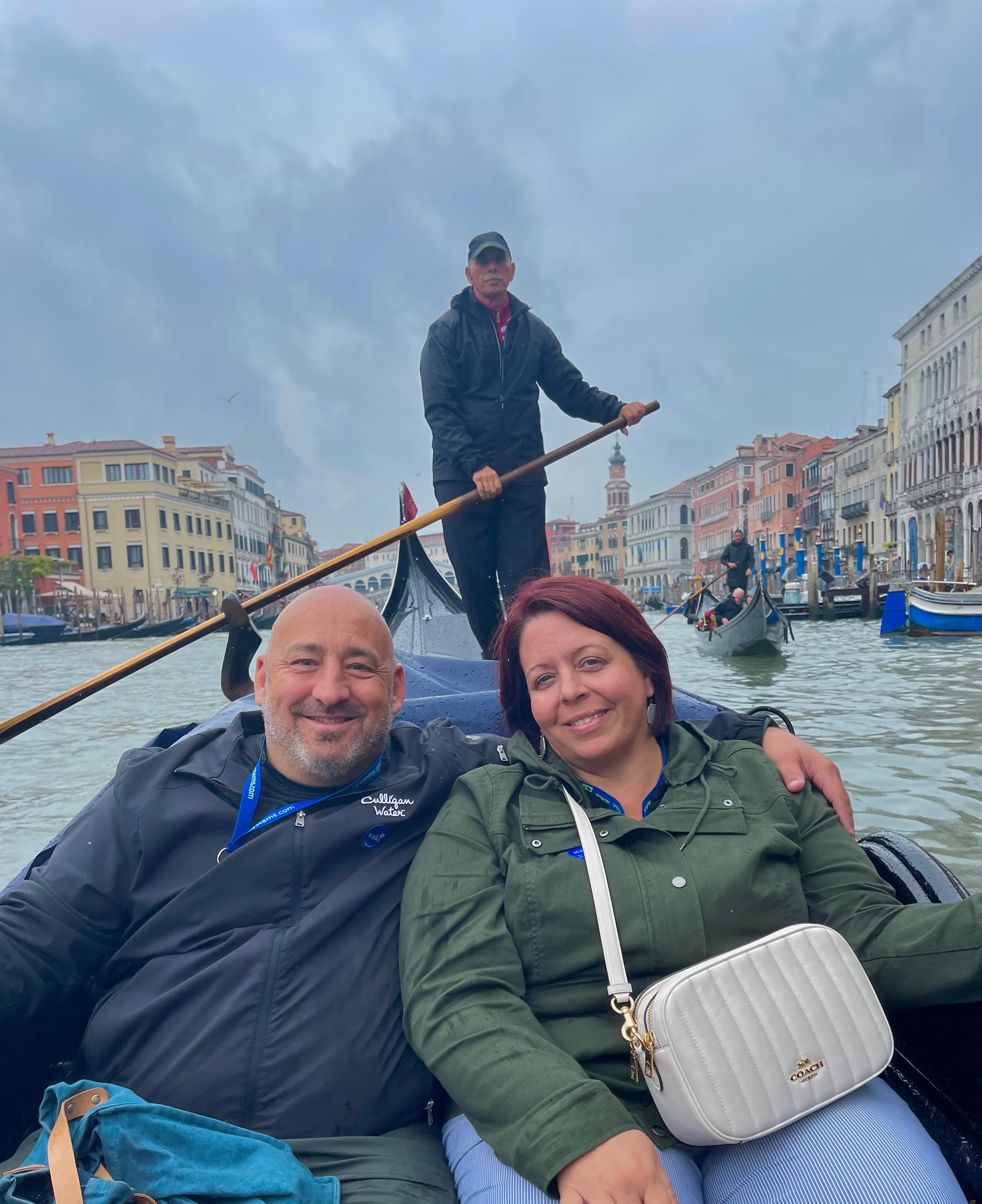 Couple posing in a boat