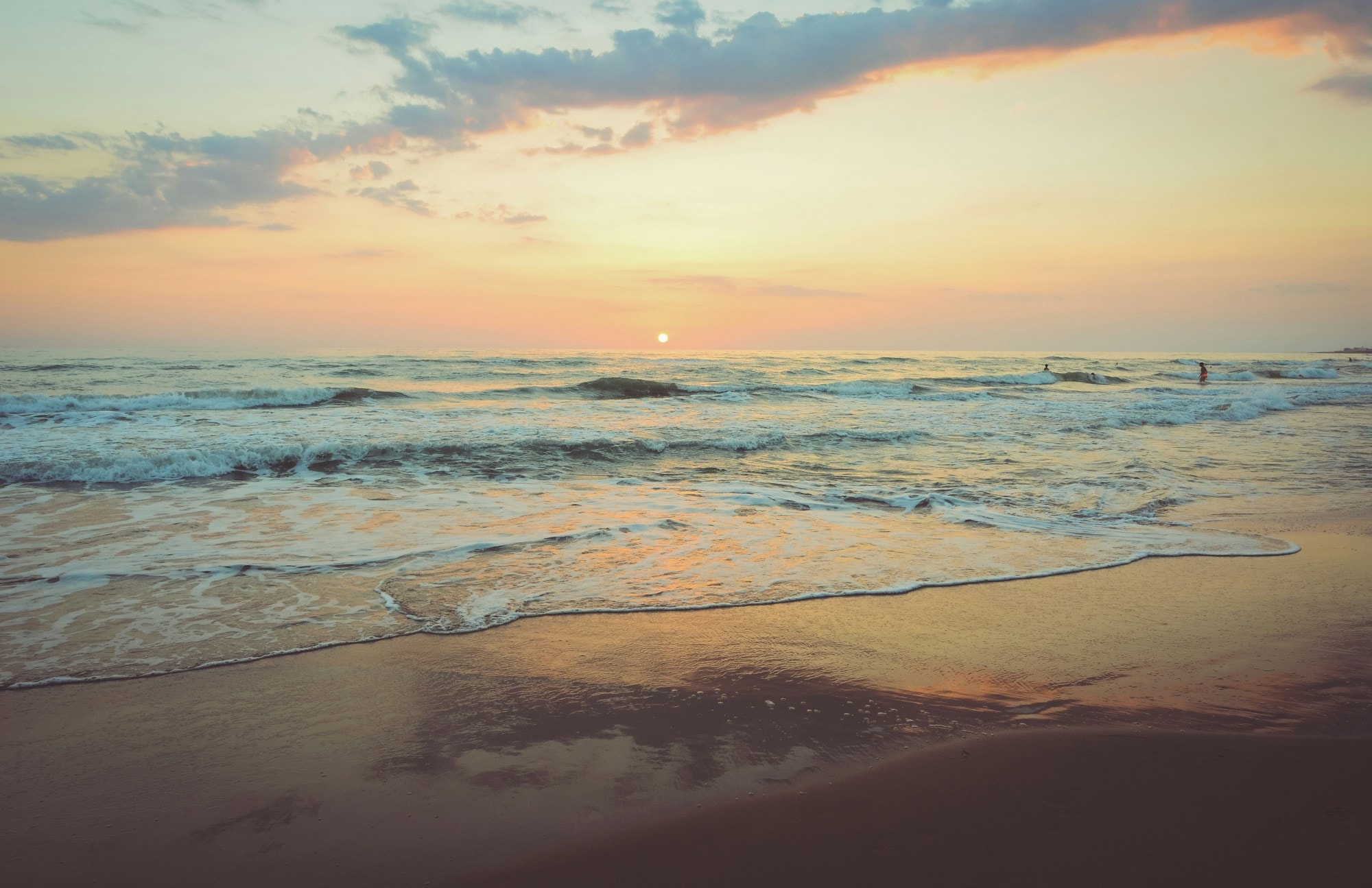 Beach at sunset.