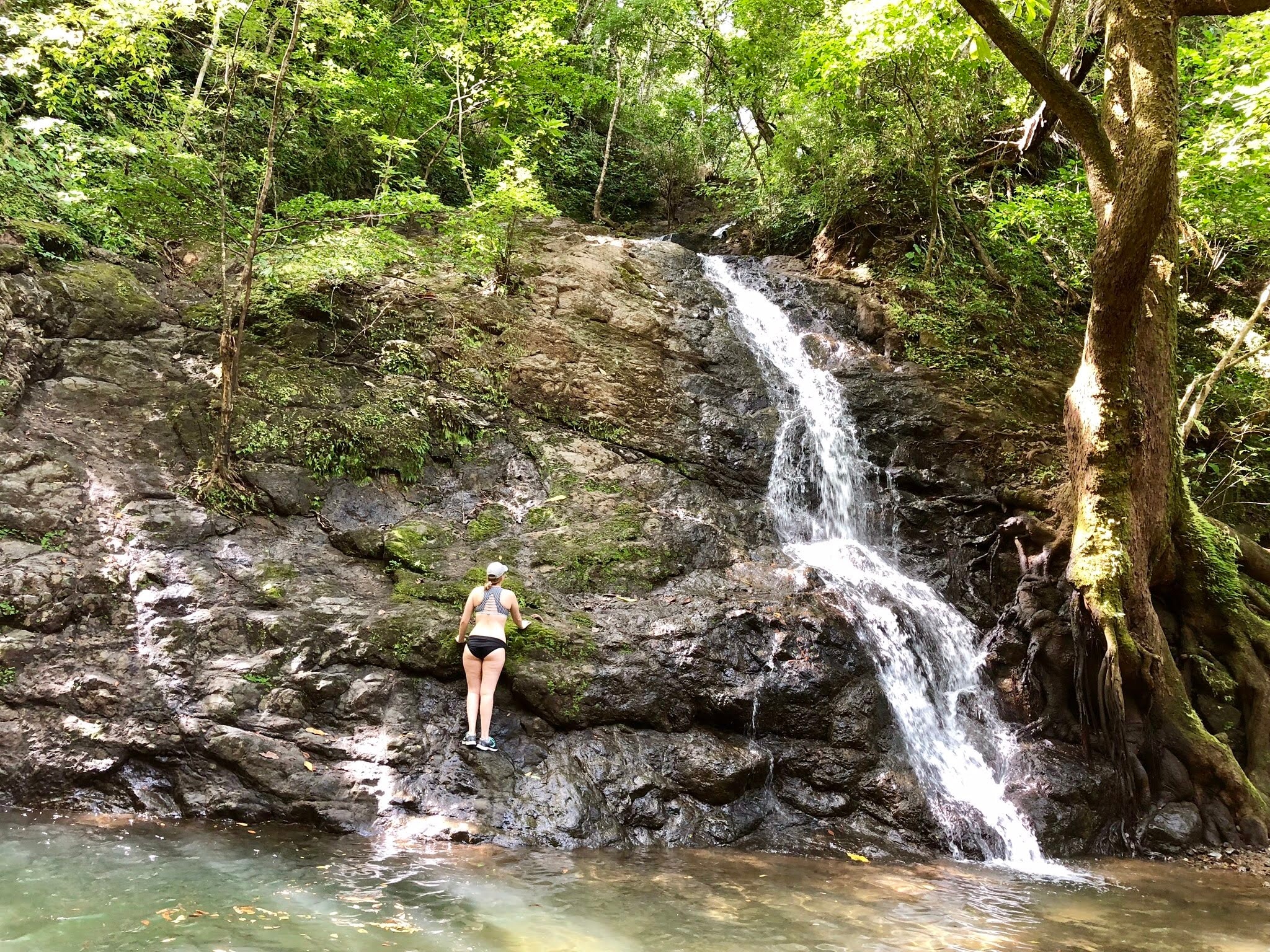 Woman and waterfalls. 