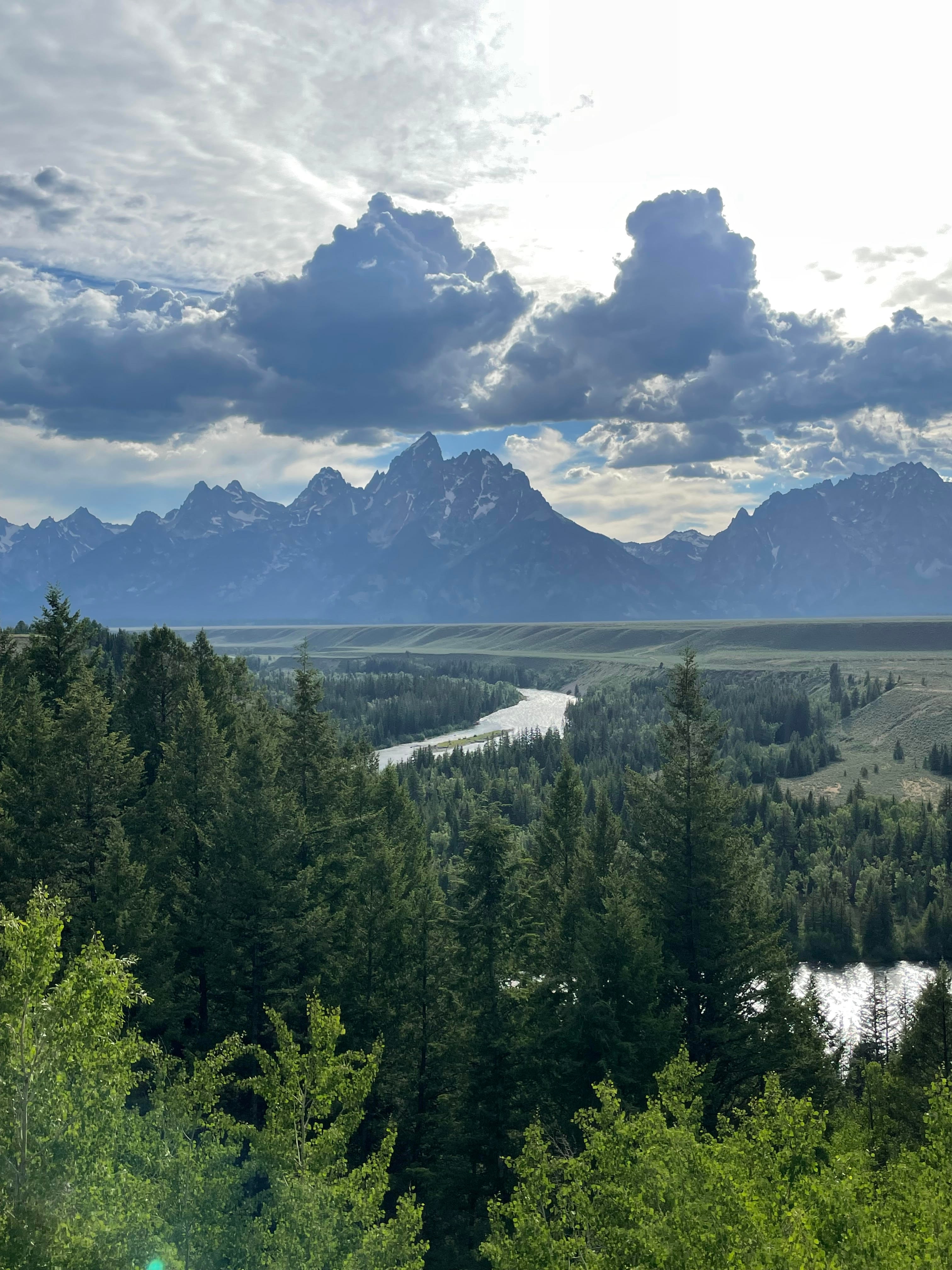 Iconic Grand Teton Range overlooking the meandering Snake River in Wyoming.